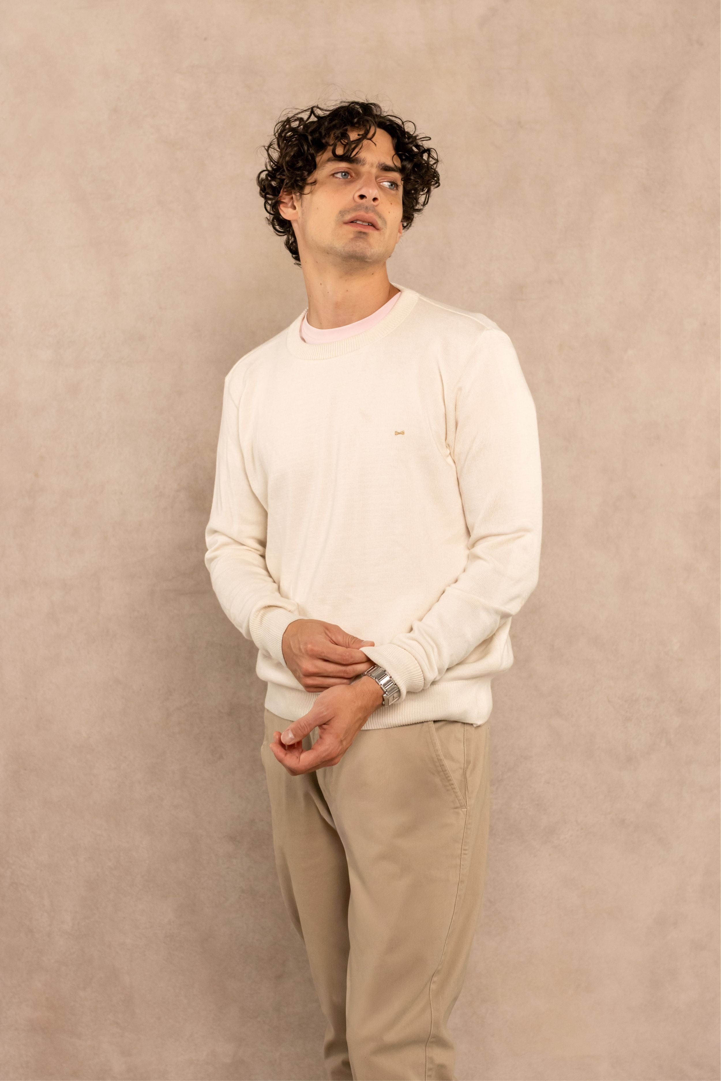 Combed Cotton Crew Neck Sweater – Ivory