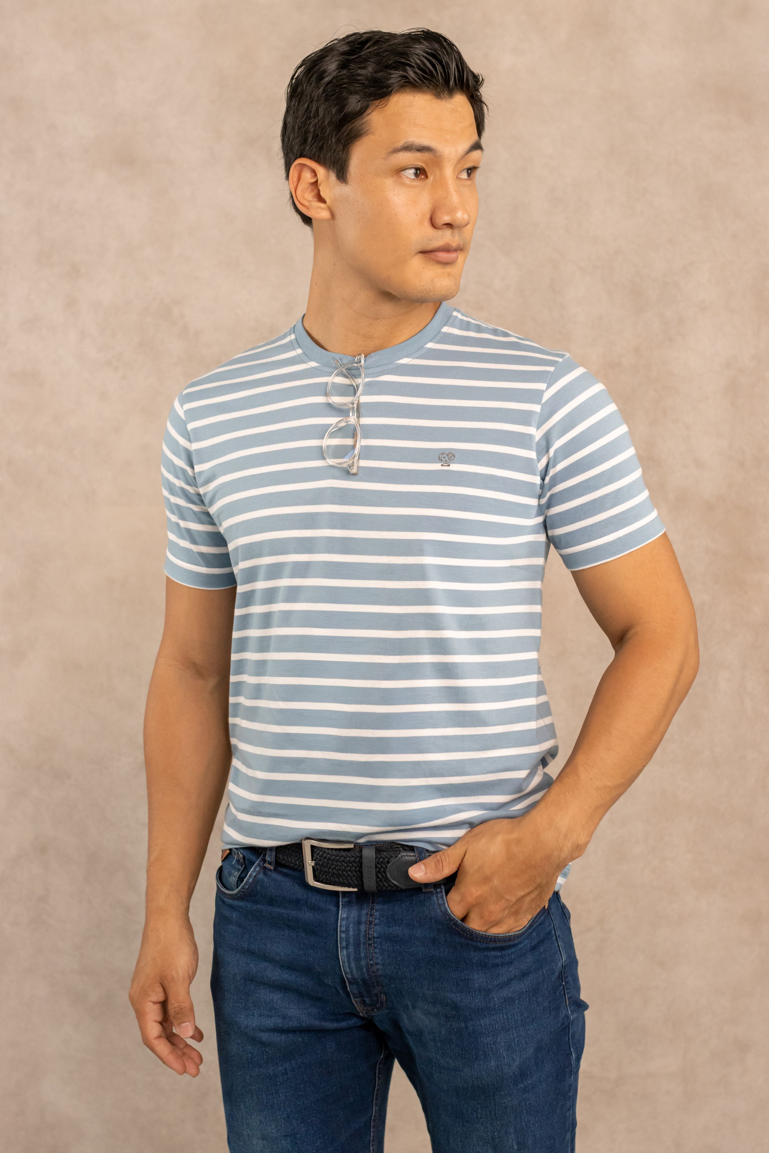 The Impeccable Tee™ – Stone Blue Stripes