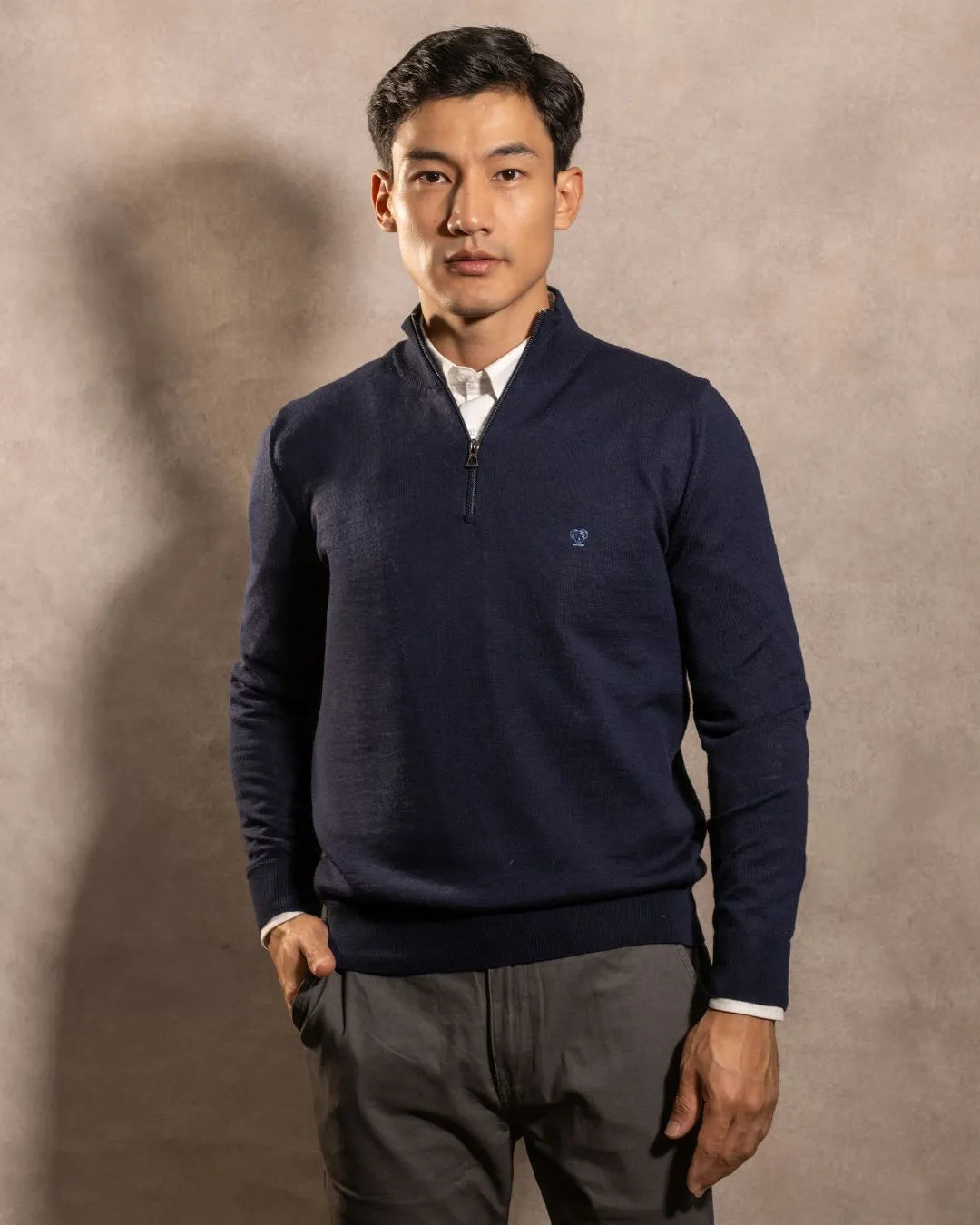 Dark Blue Knit Half-Zip