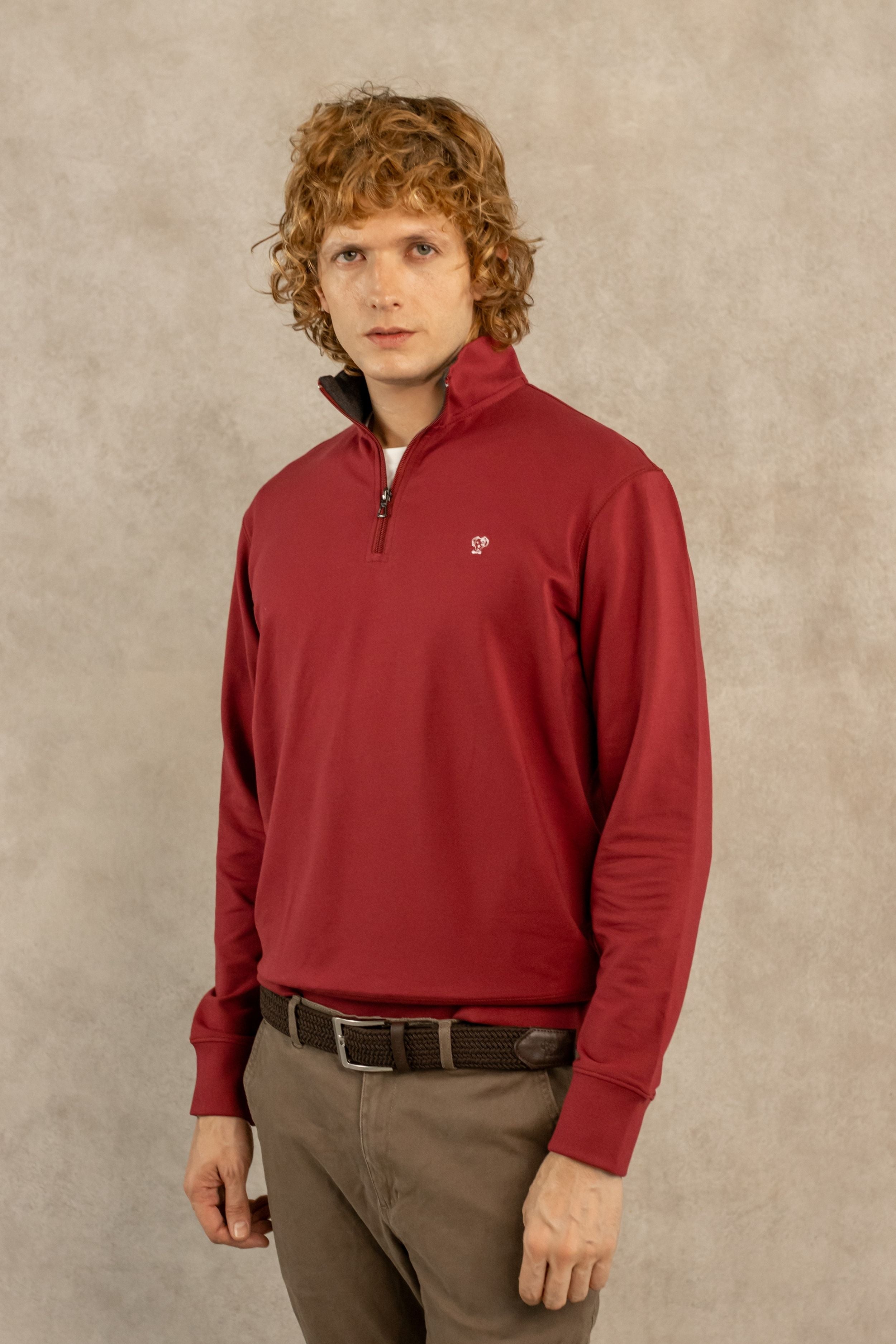 Burgundy Stain-Resistant Half-Zip