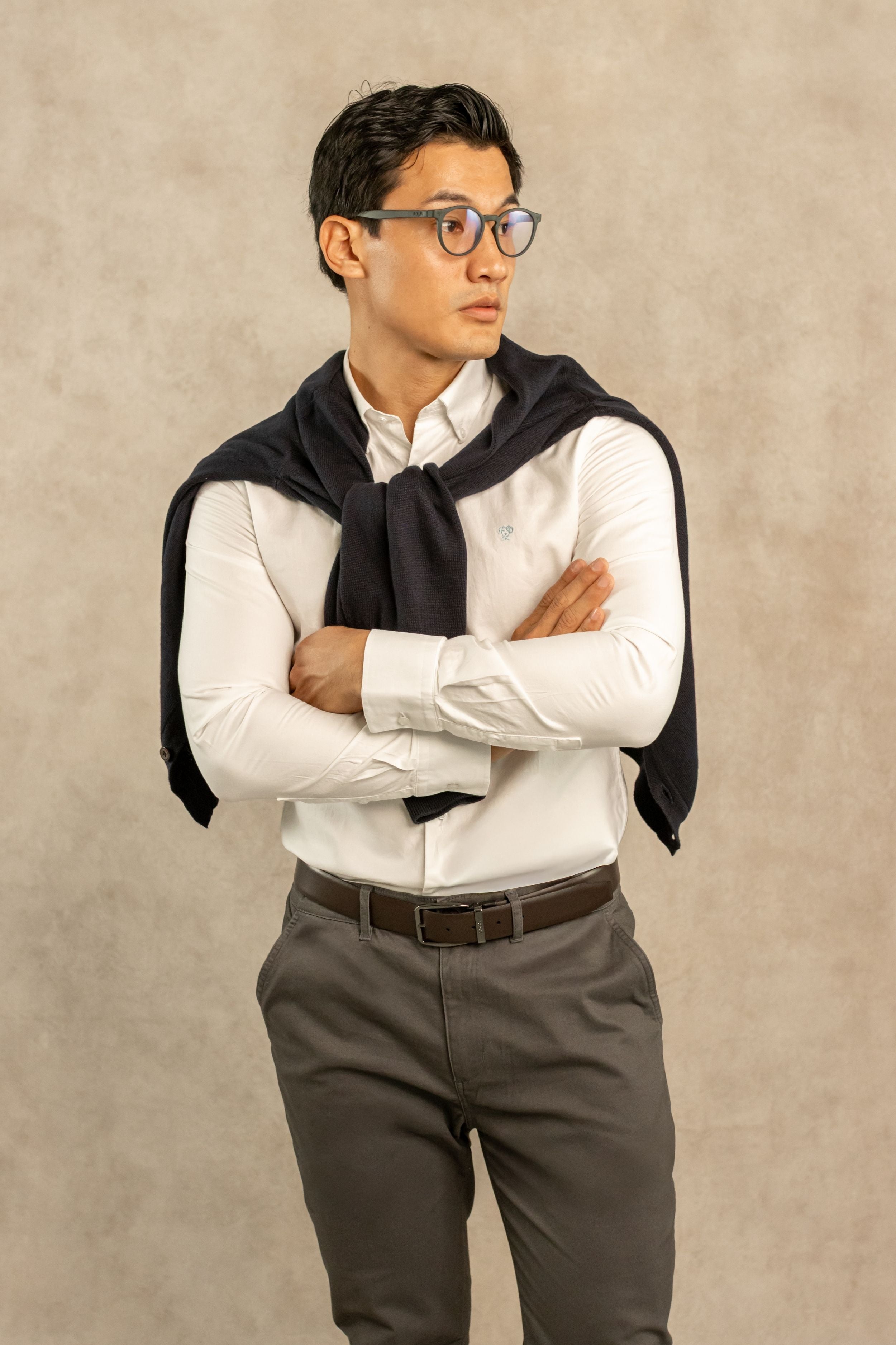 The Impeccable Shirt™ | Oxford in White medium blue logo