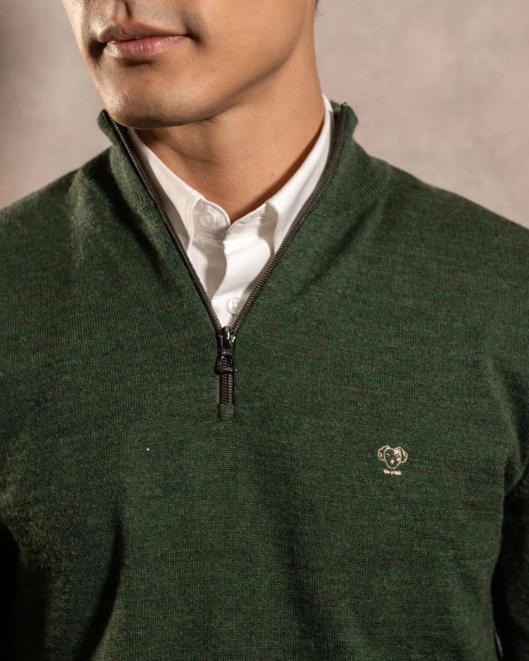 Military Green Knit Half-Zip