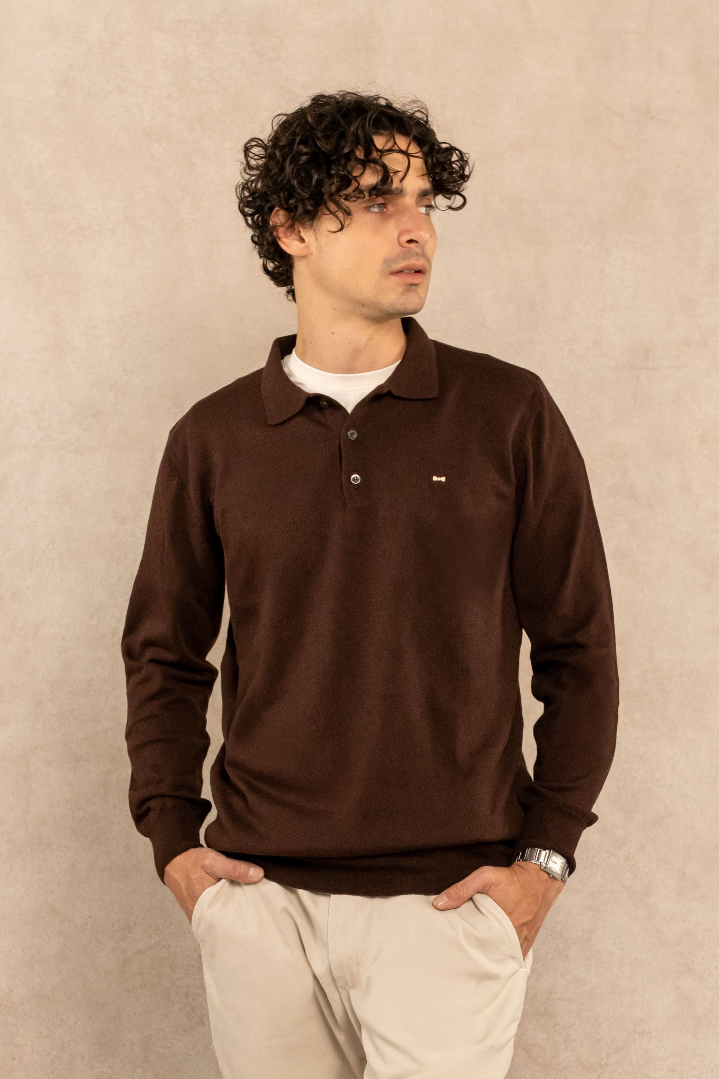 Espresso Long-Sleeve Polo Shirt