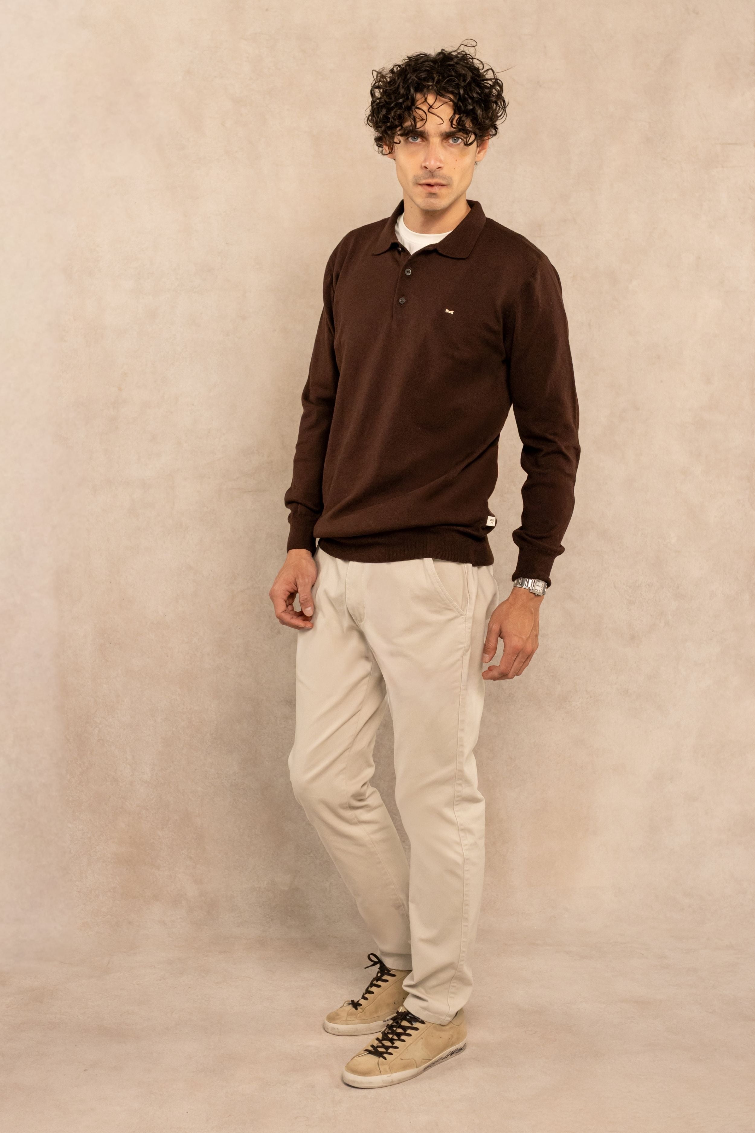 Espresso Long-Sleeve Polo Shirt
