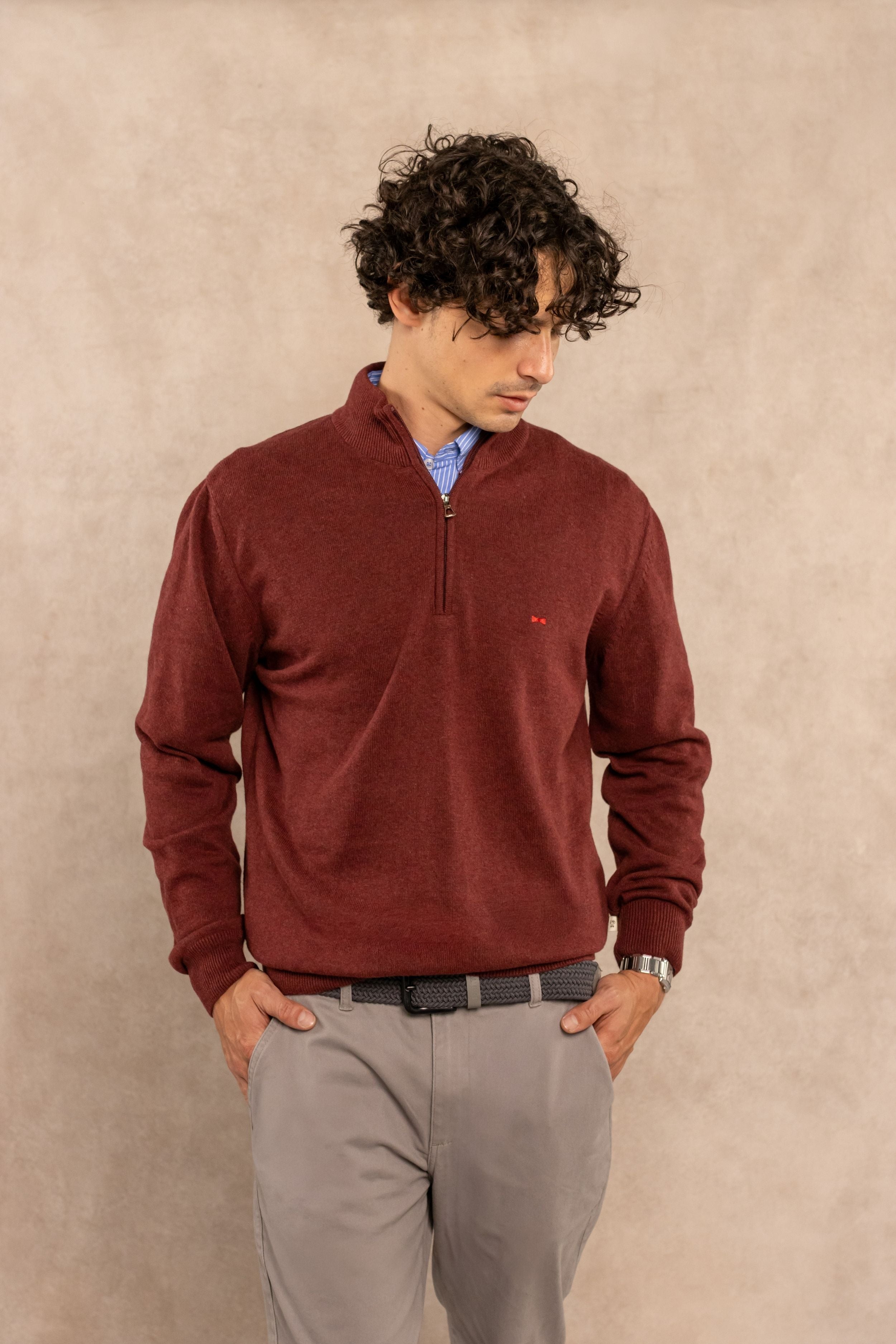 Vintage Wine Knit Half-Zip