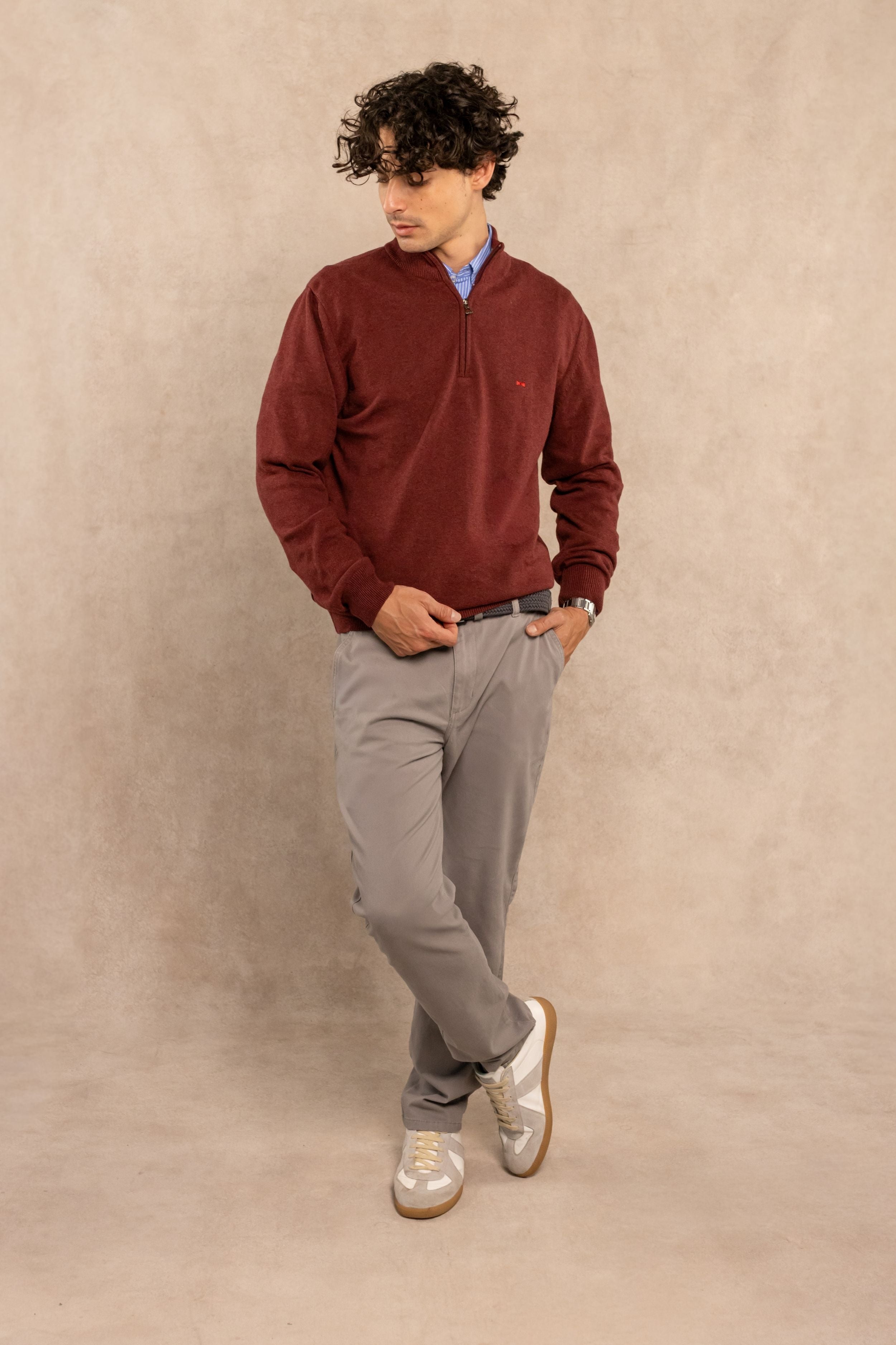 Vintage Wine Knit Half-Zip