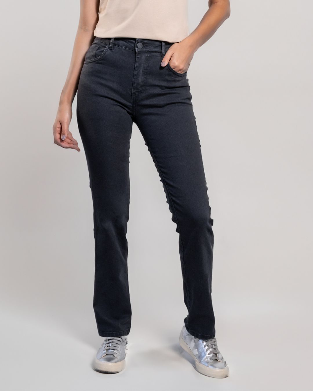 Black Straight Boot Stretch Jeans