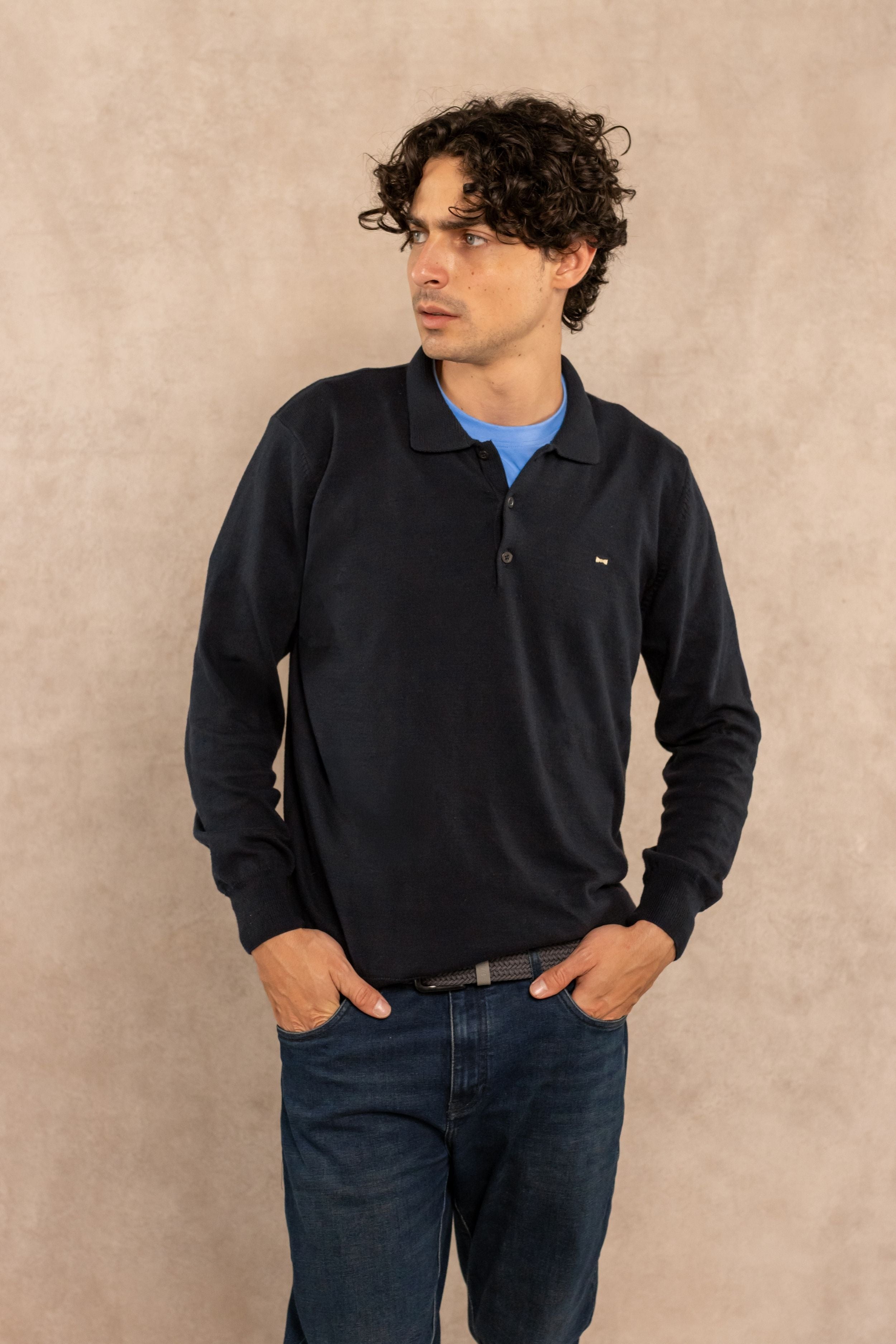 Midnight Long-Sleeve Polo Shirt