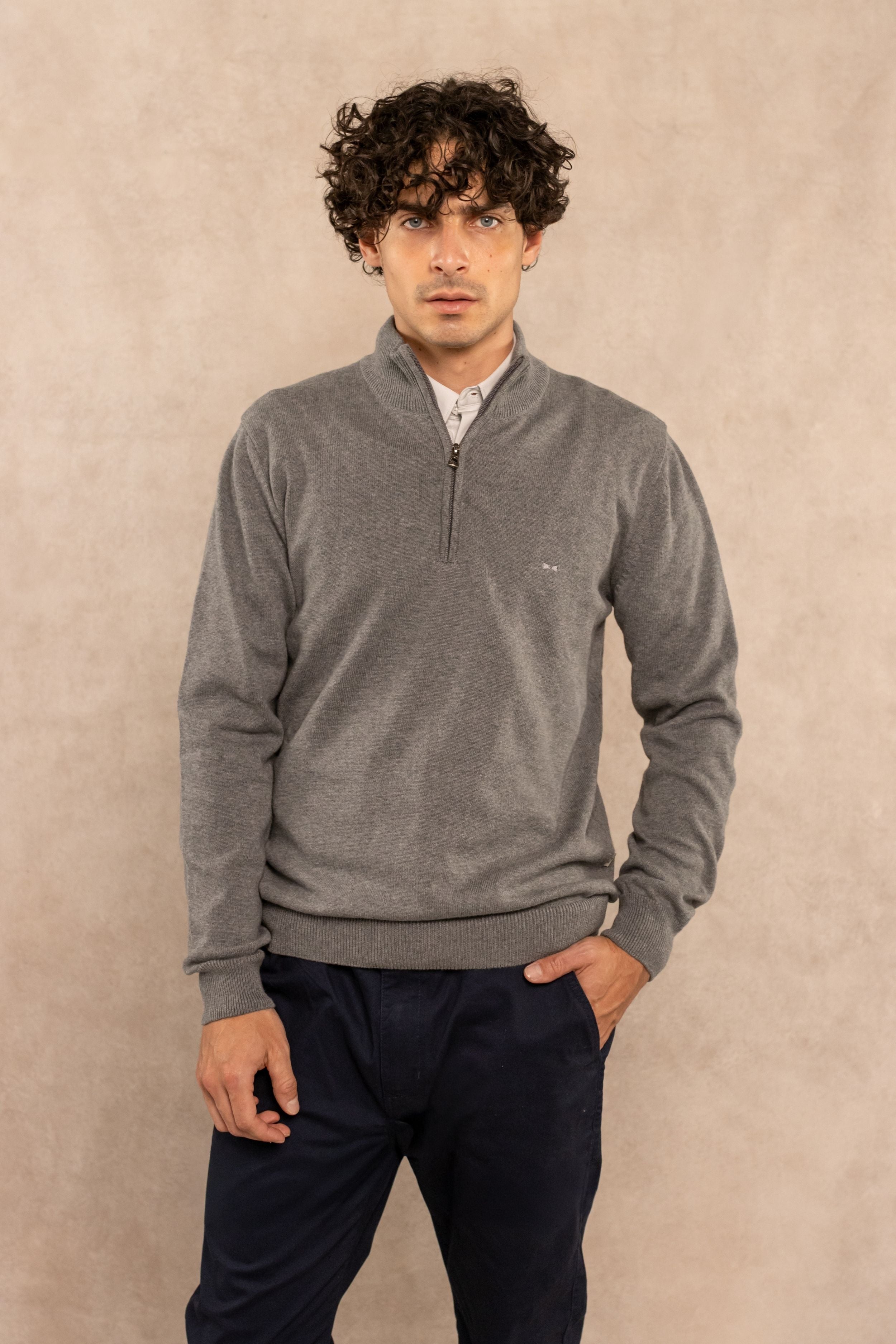 Medium Gray Knit Half-Zip