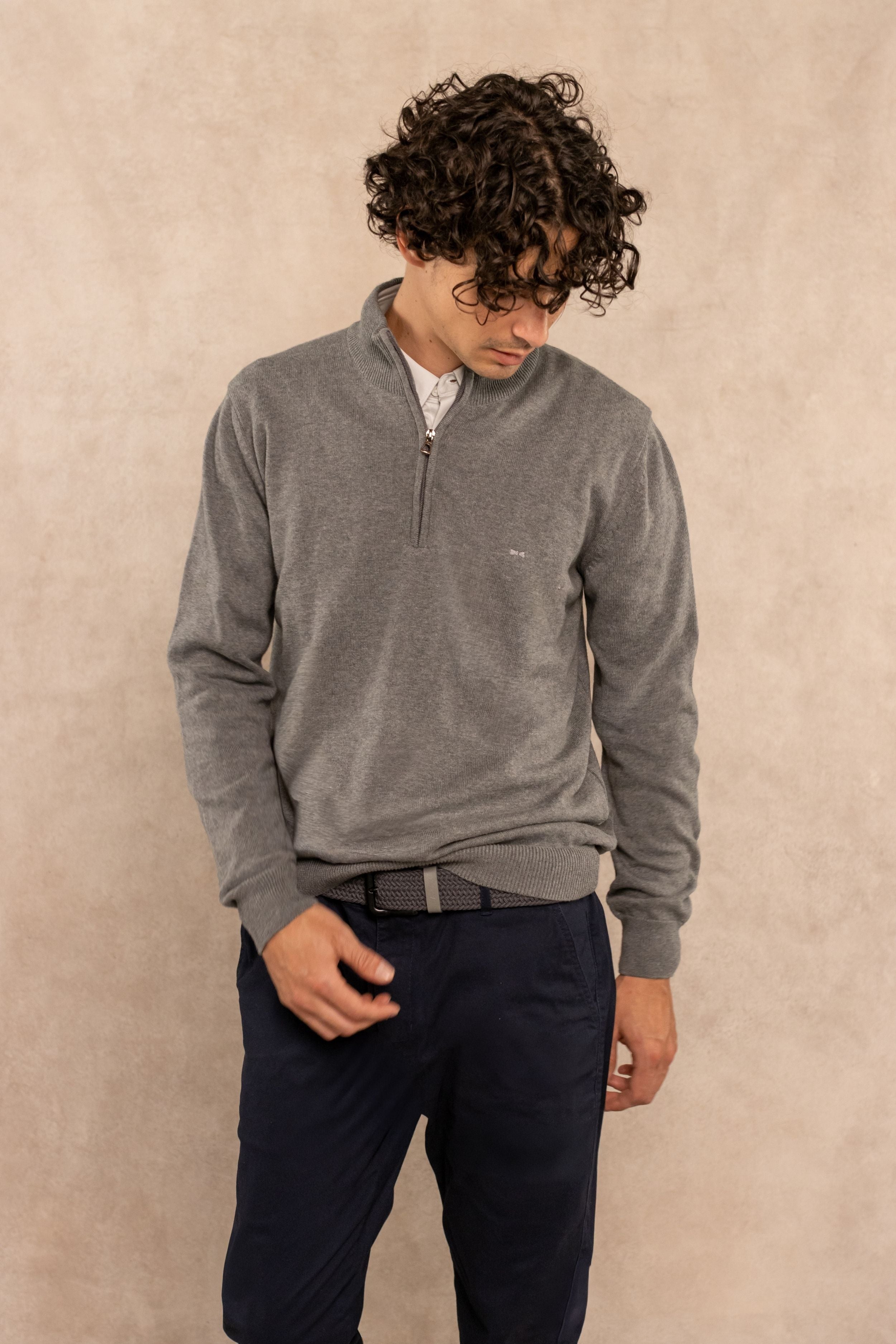 Medium Gray Knit Half-Zip