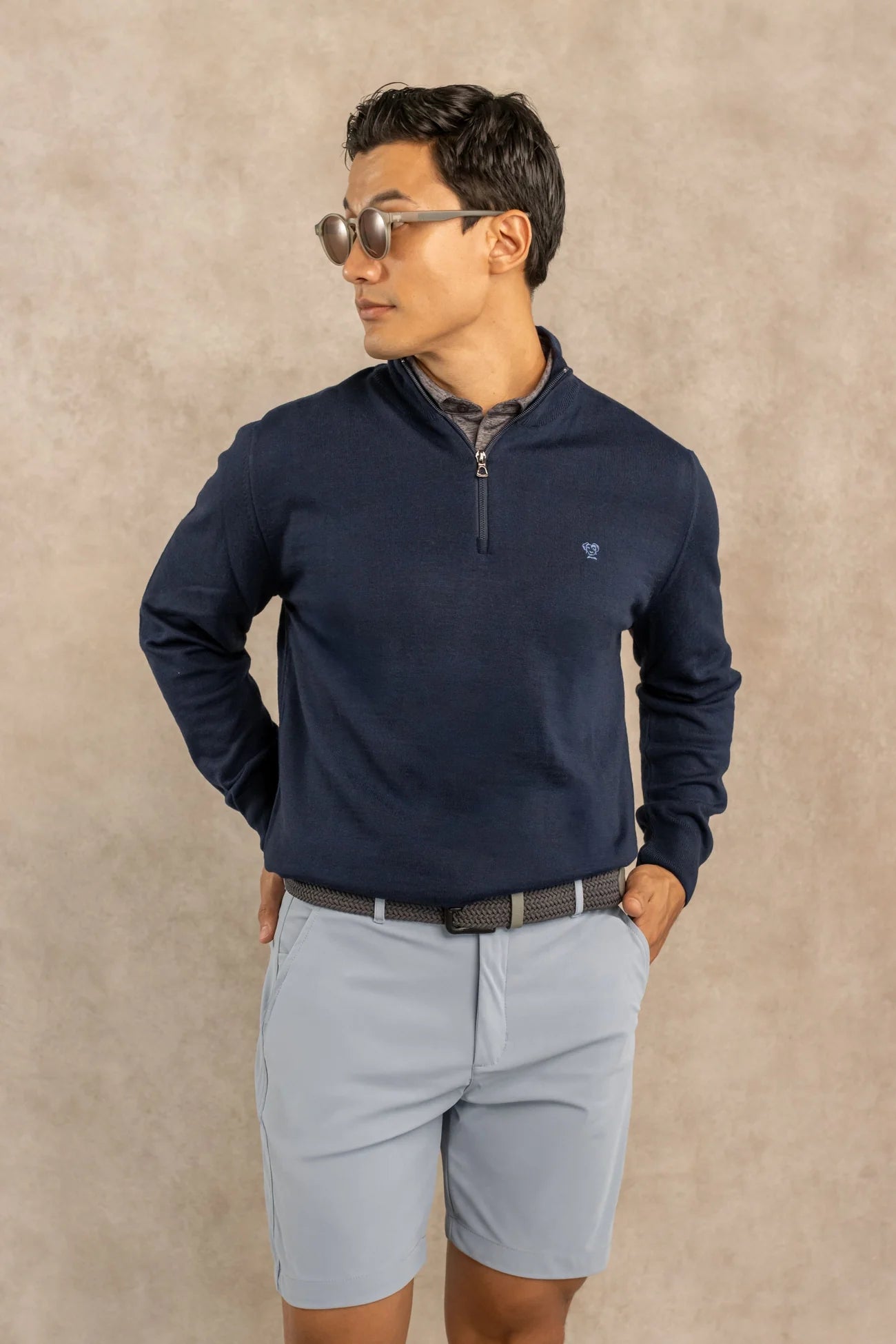Dark Blue Knit Half-Zip