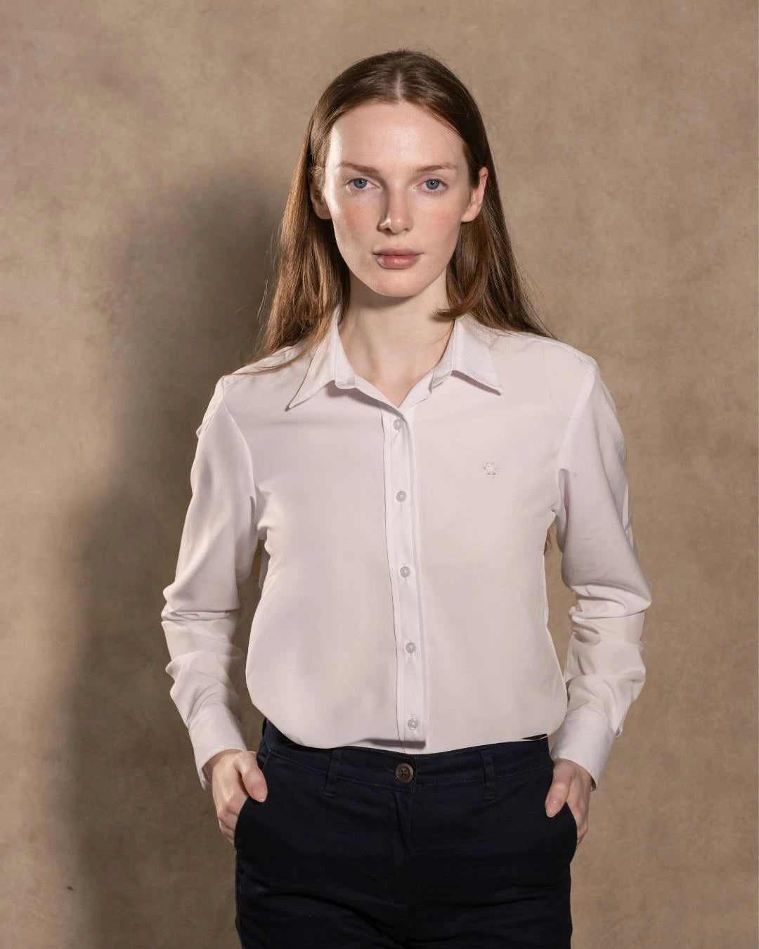 Women’s White Performance Non-Iron Shirt