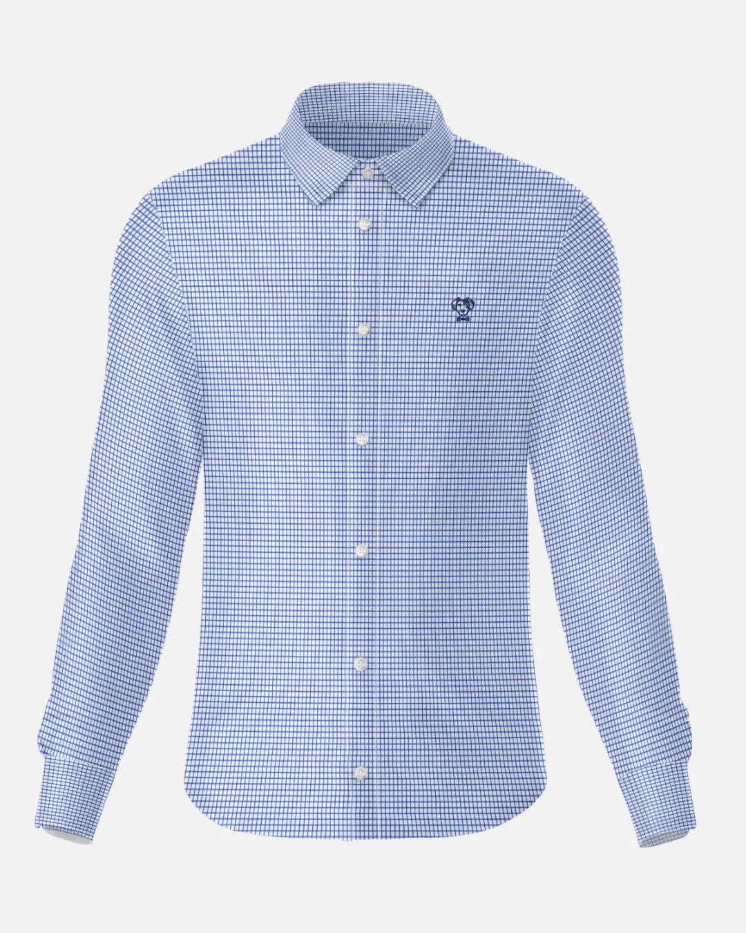 Camisa Performance cuadros azul oscuro antiarrugas para hombre marca DANTE tallaje regular fit foto mockup