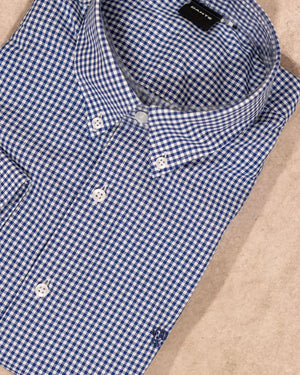 Camisa antimanchas Popelina Cuadros Azul Oscuro Berna para hombre marca DANTE tallaje regular fit foto