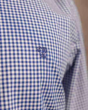 Camisa antimanchas Popelina Cuadros Azul Oscuro Berna para hombre marca DANTE tallaje regular fit foto