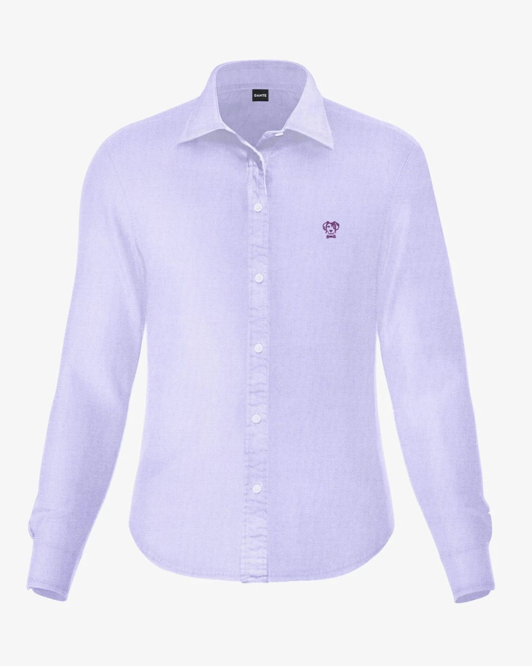 Camisa antimanchas oxford lavander para mujer marca DANTE tallaje regular fit foto mockup
