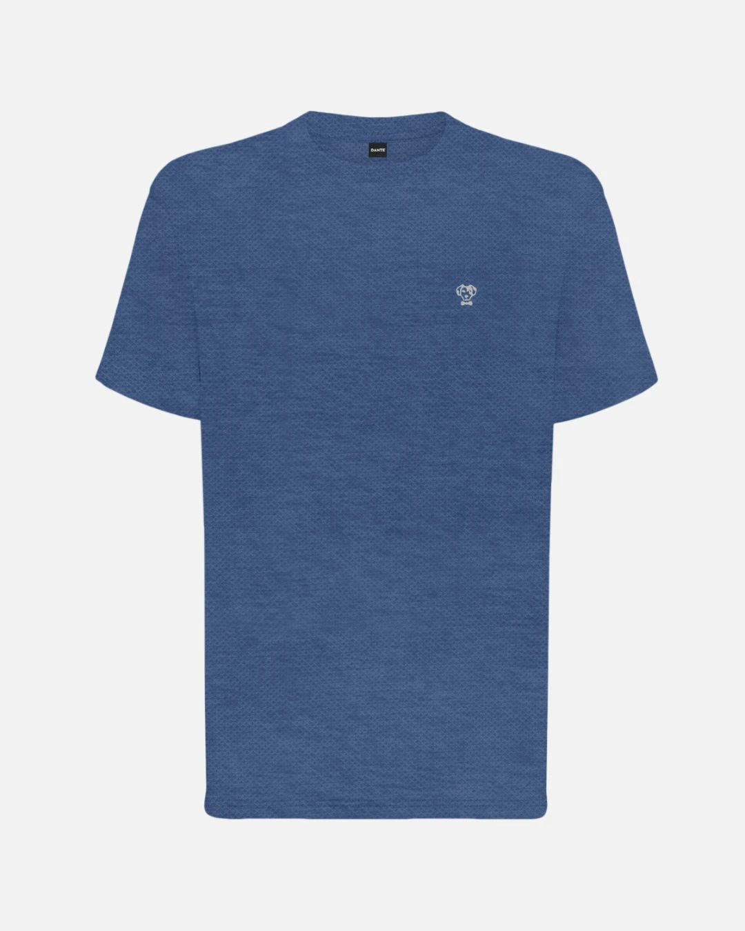 Camiseta Performance azul jaspe antiarrugas para hombre marca DANTE tallaje regular fit foto mockup