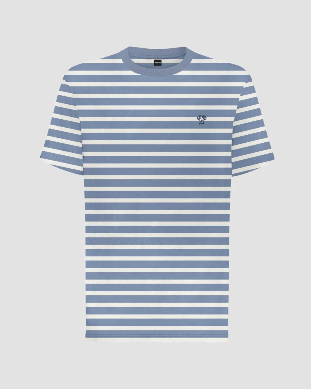 Camiseta antimanchas Rayas azul stone hombre marca DANTE tallaje regular fit foto mockup