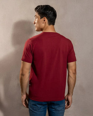 Camiseta antimanchas Vinotinto para hombre marca DANTE tallaje regular fit foto espalda