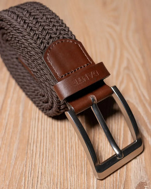 Cinturón Elástico café Oscuro para hombre marca DANTE foto conturón