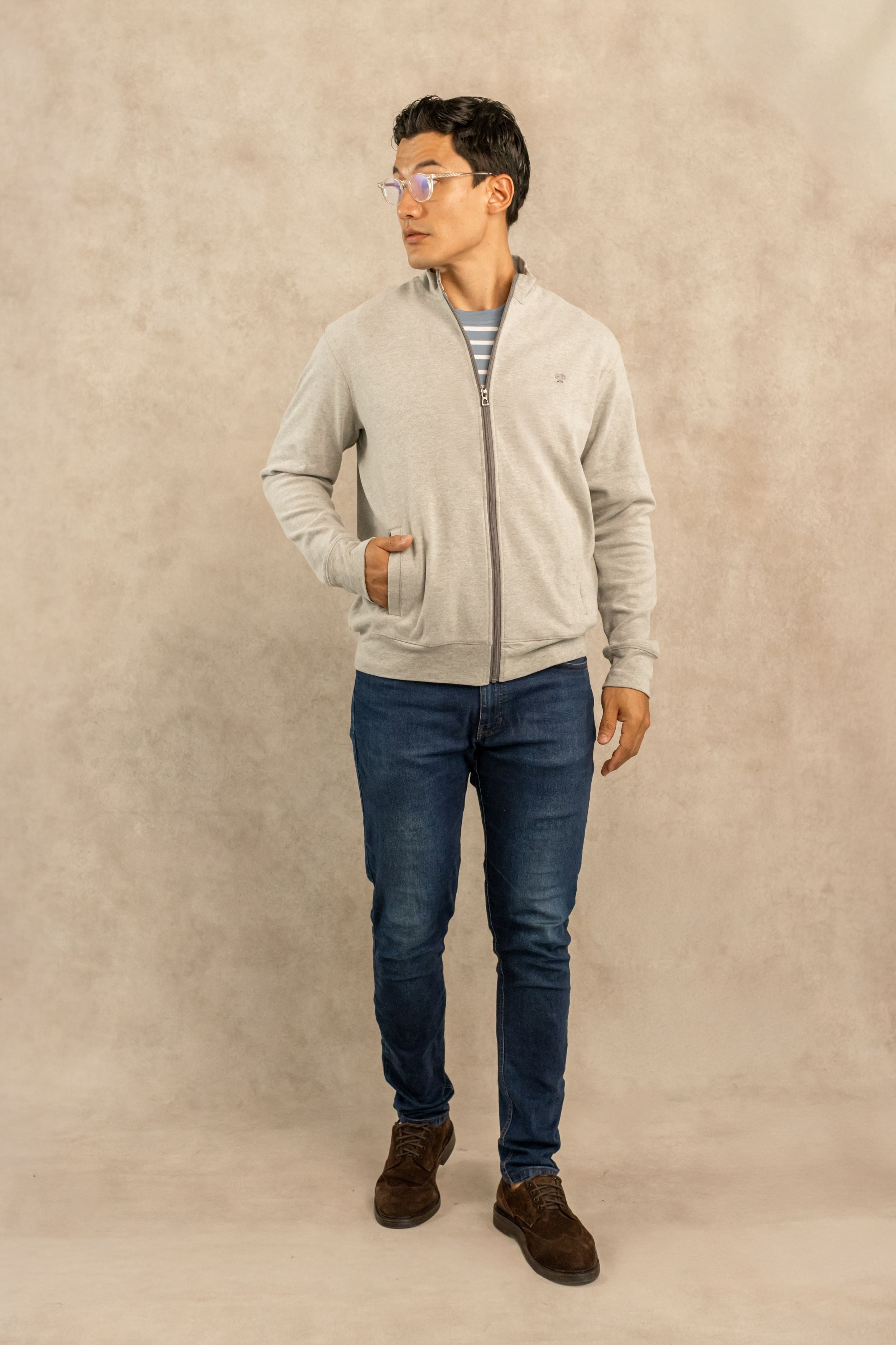 Full-Zip Stain-Resistant Jacket – Heather Gray