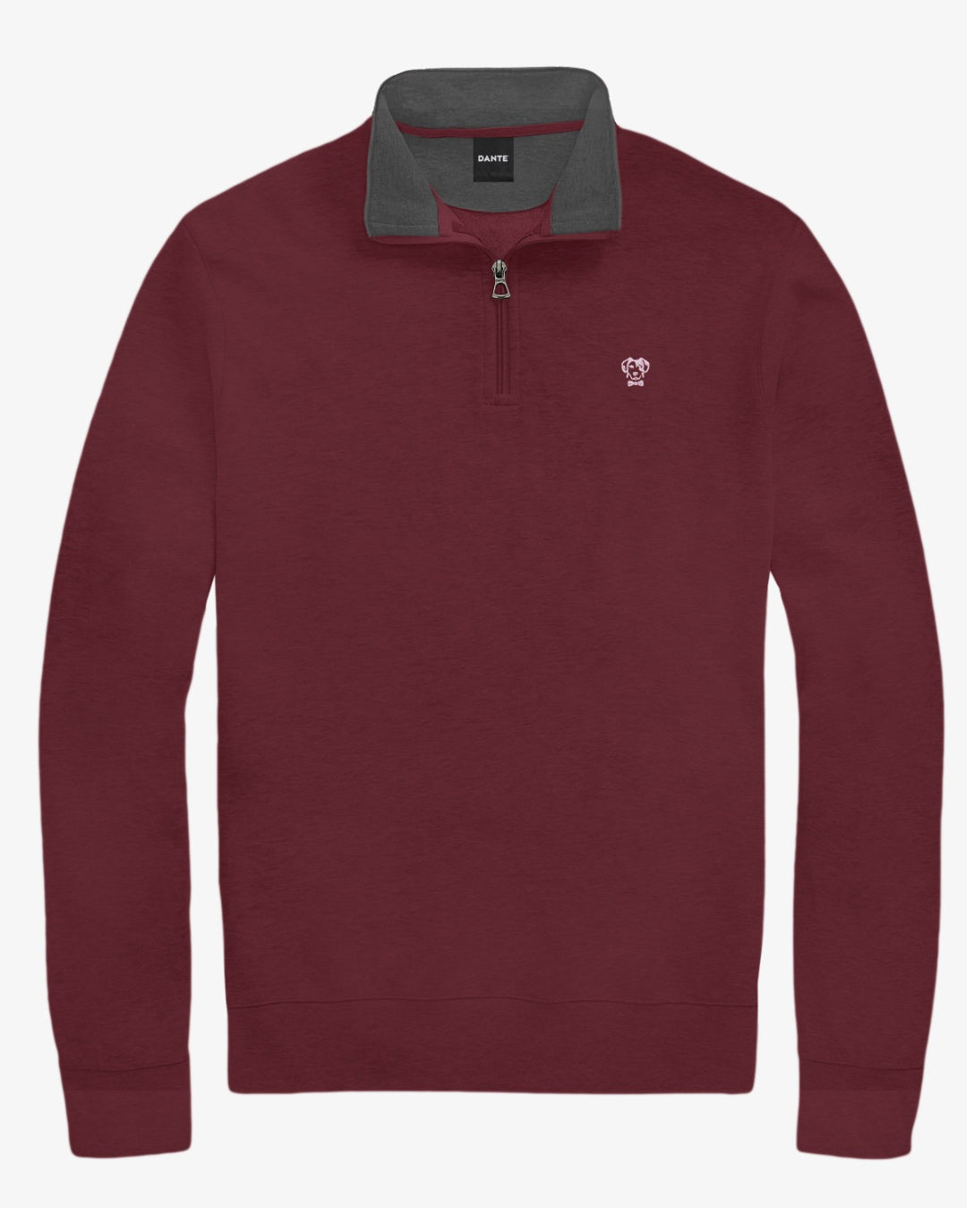 Halfzip Antimanchas Vinotinto para hombre marca DANTE tallaje regular fit foto mockup