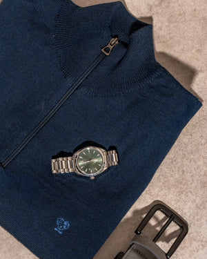 Halfzip Tejido Azul Oscuro Cuello Redondo para hombre marca DANTE foto