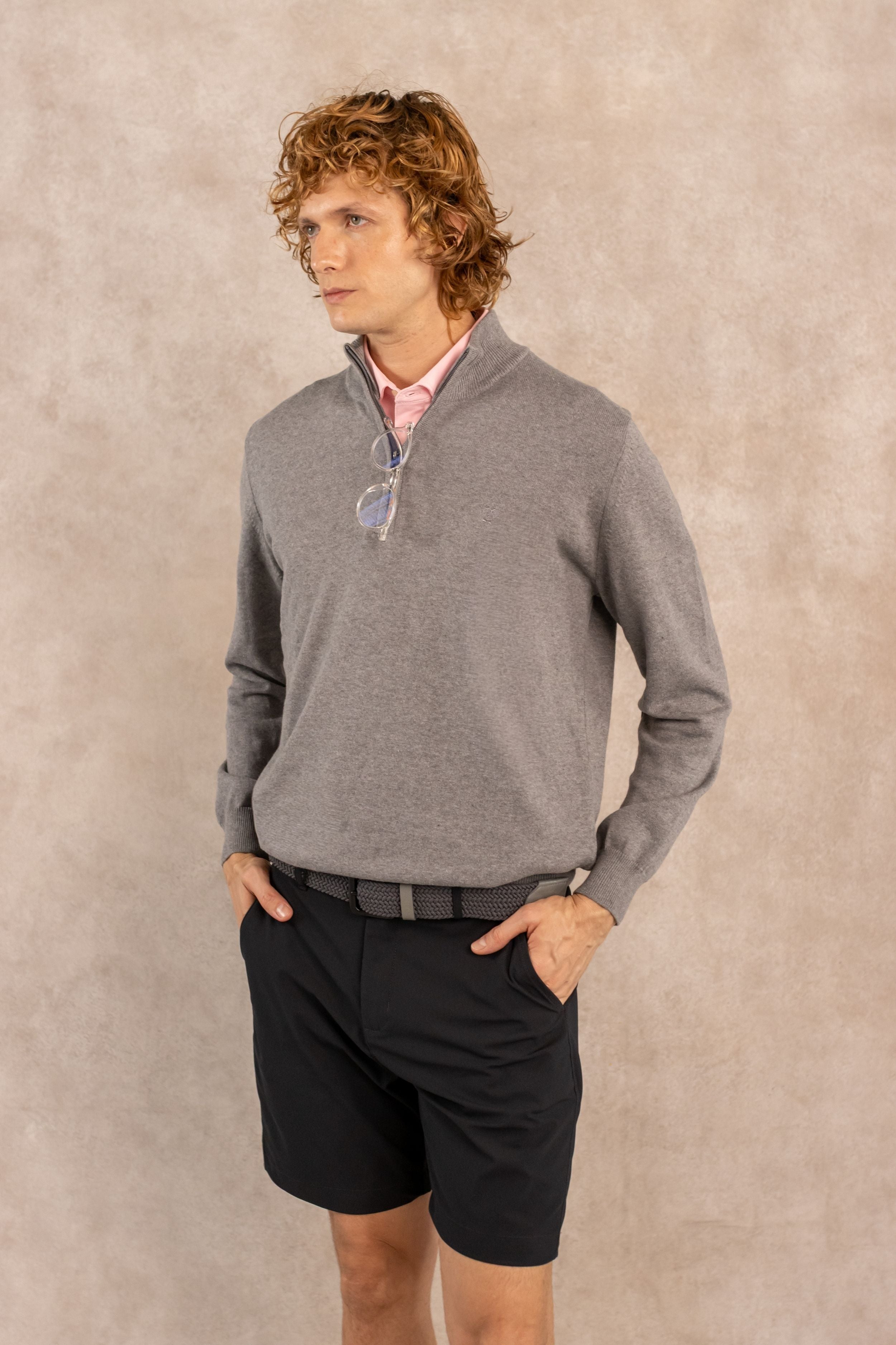 Medium Gray Knit Half-Zip