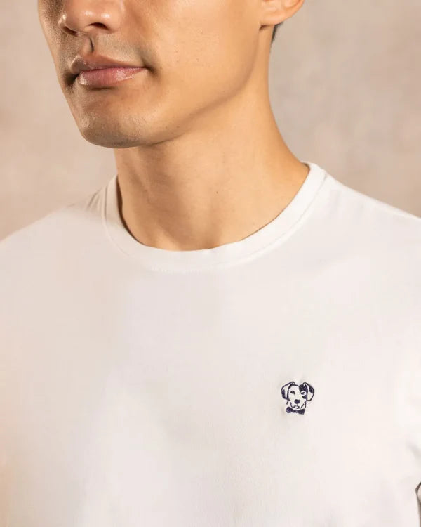 The Impeccable Tee™ – White | Navy blue logo