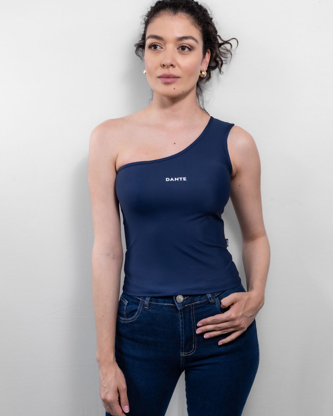 Blue Stain Resistant Top One Shoulder - Slim Fit