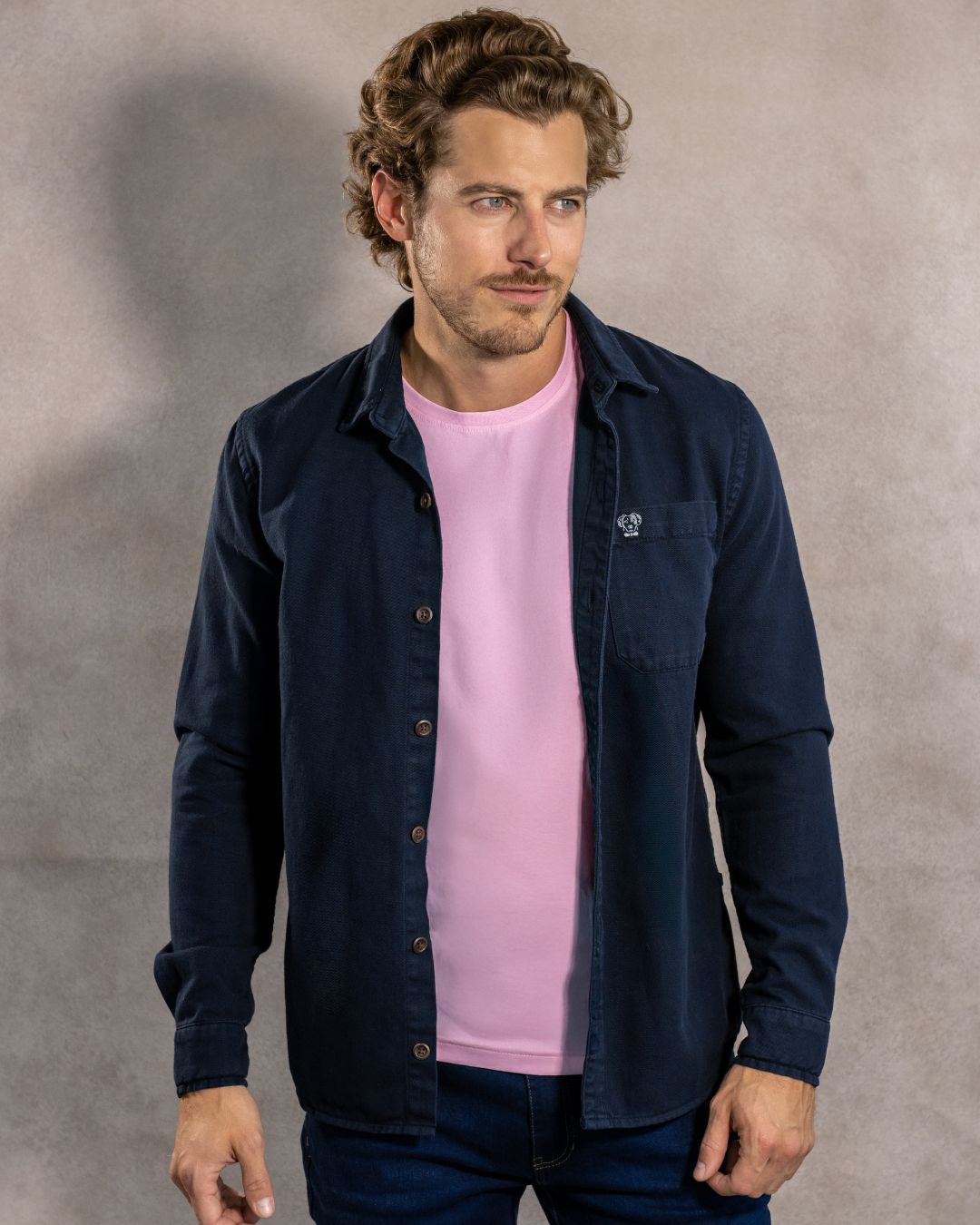 Dark Blue Stain-Resistant Light Jacket with Pocket