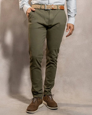 Pantalón Elástico Verde Claro para hombre marca DANTE tallaje regular fit foto