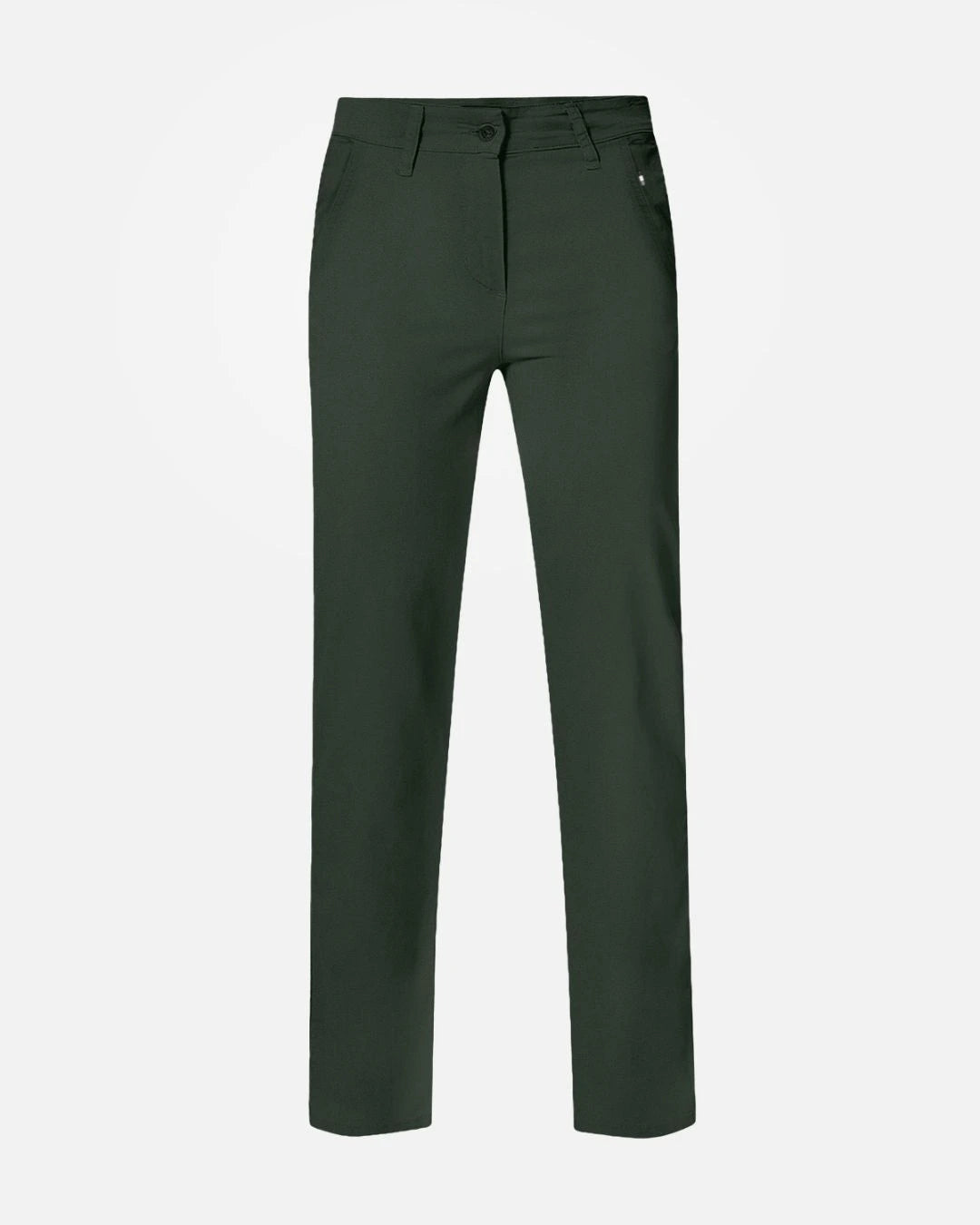 Pantalón elástico chino color verde miliar para mujer marca DANTE foto mockup