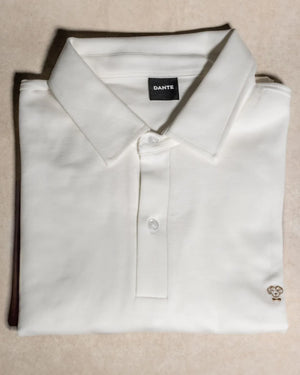 Polo Antimanchas Cuello Rígido Ivory marca DANTE tallaje regular fit foto completa