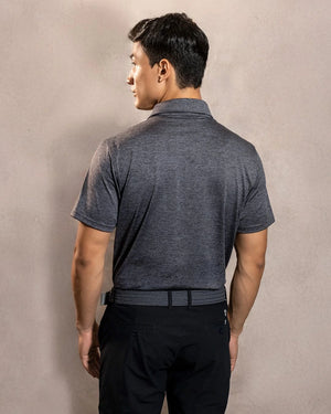 Polo Performance Antiarrugas Gris Jaspe para hombre marca DANTE tallaje regular fit foto espalda