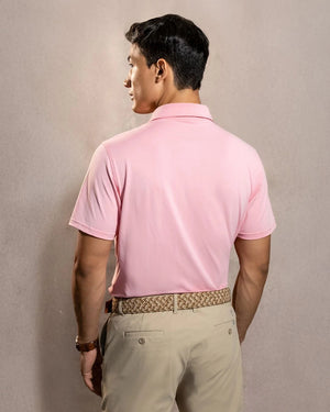 Polo Performance Antiarrugas Peach para hombre marca DANTE tallaje regular fit foto espaldas