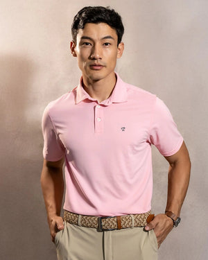 Polo Performance Antiarrugas Peach para hombre marca DANTE tallaje regular fit foto modelo1