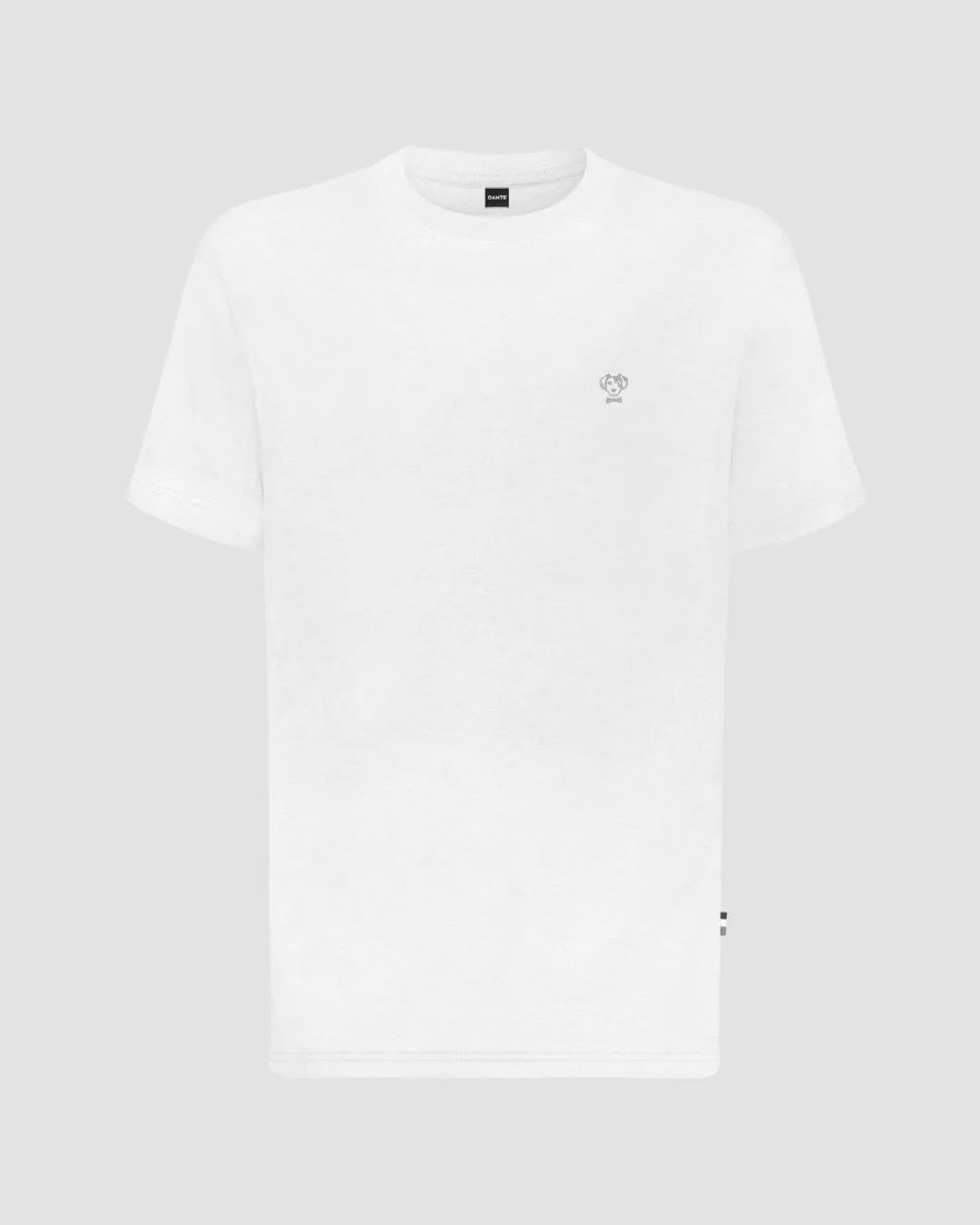 Camiseta antimanchas manga corta blanca logo gris para hombre tallaje regular fit marca DANTE foto mockup