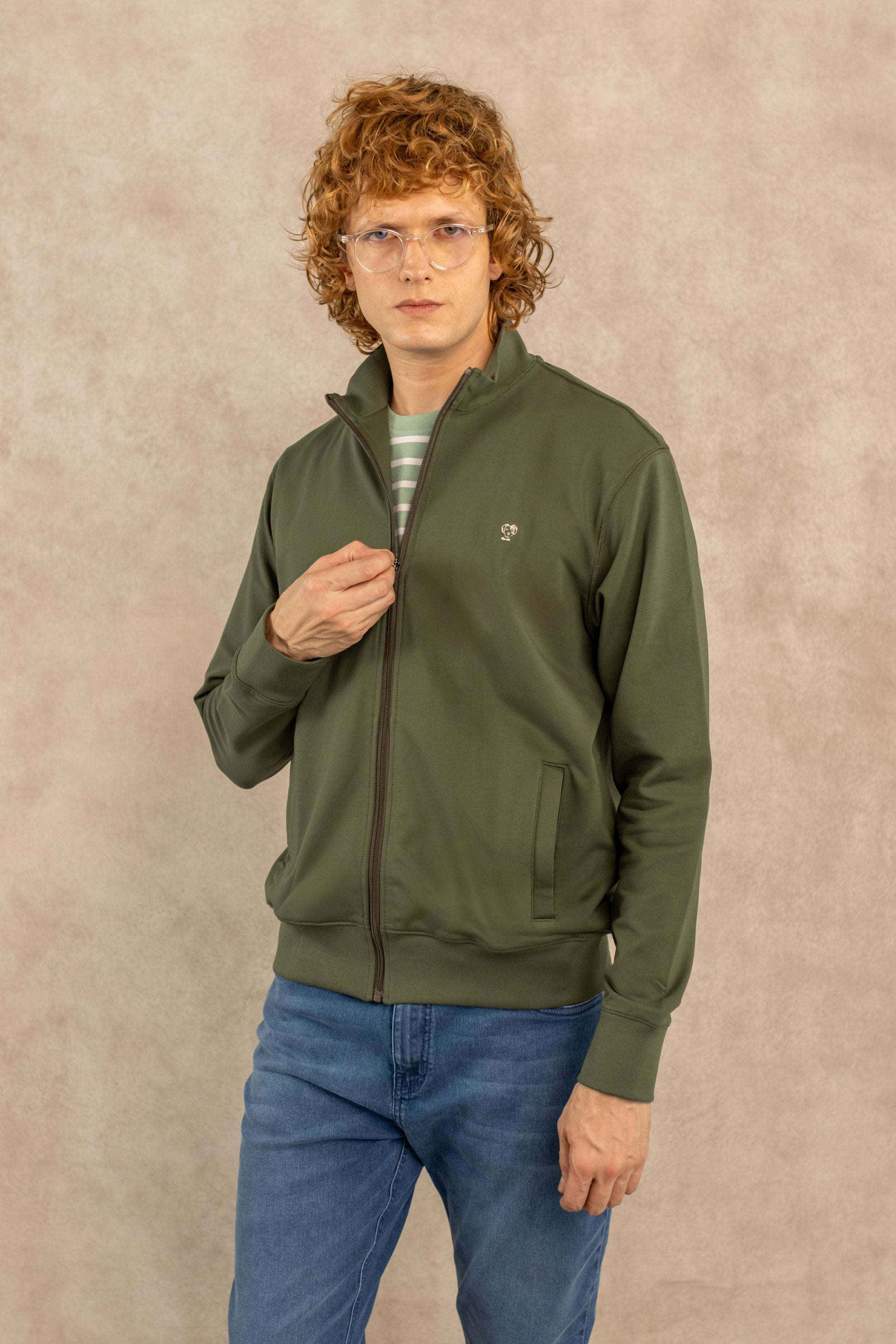 Full-Zip Stain-Resistant Jacket – Military Green