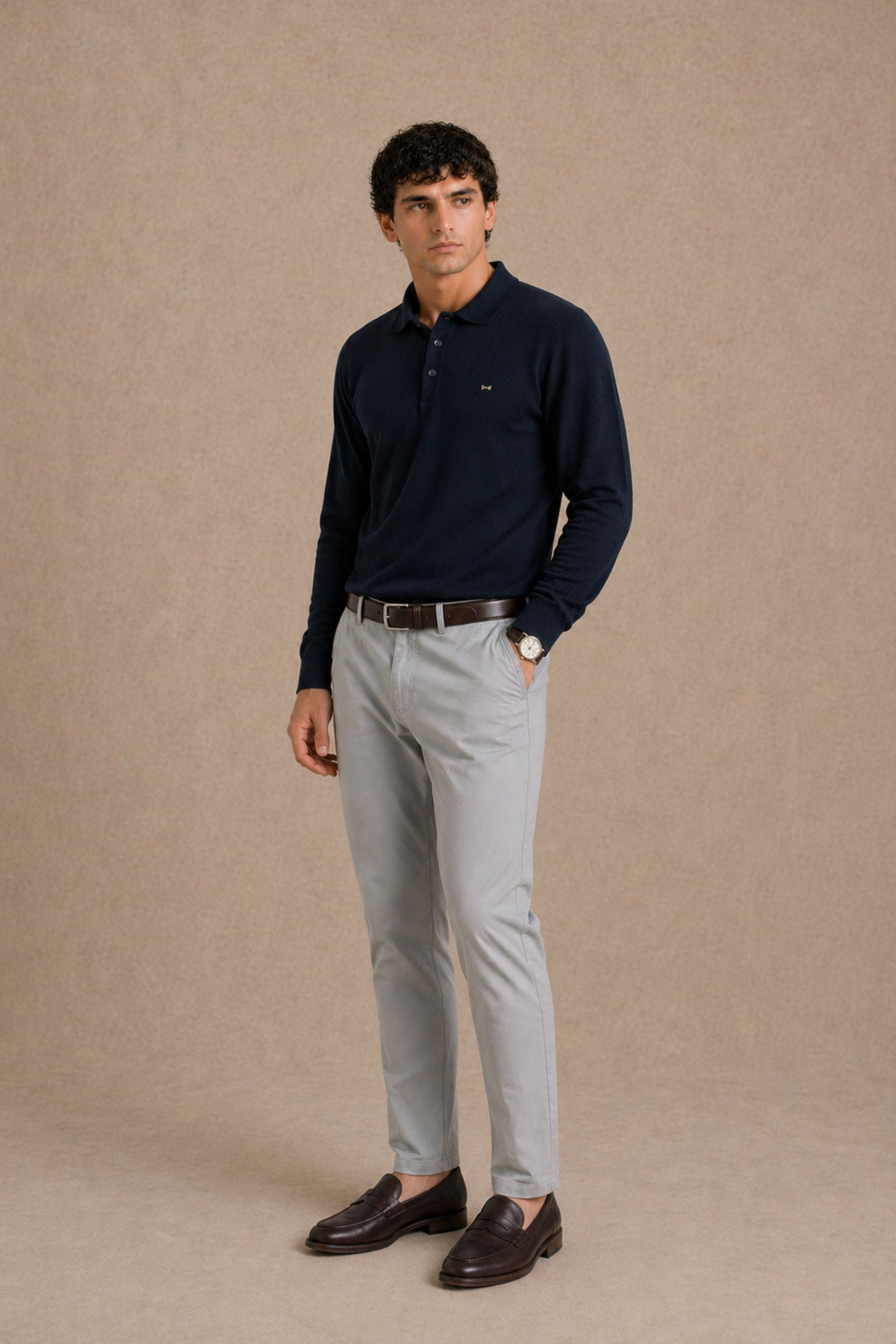 Midnight Long-Sleeve Polo Shirt