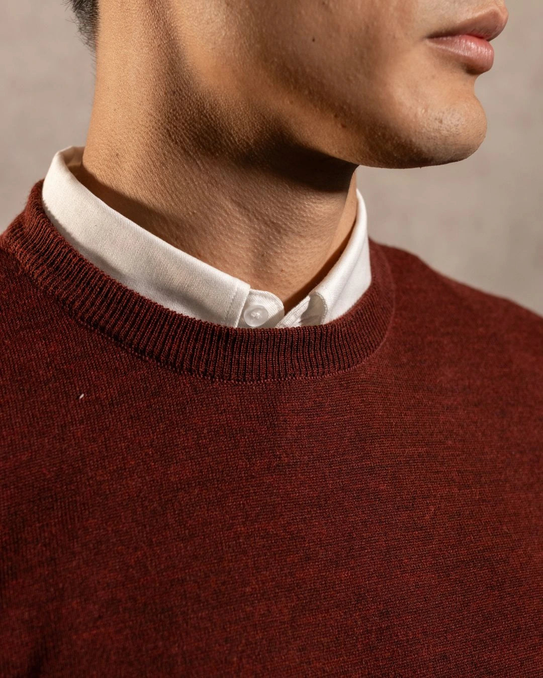 Burgundy Knit Sweater with Crew Neck