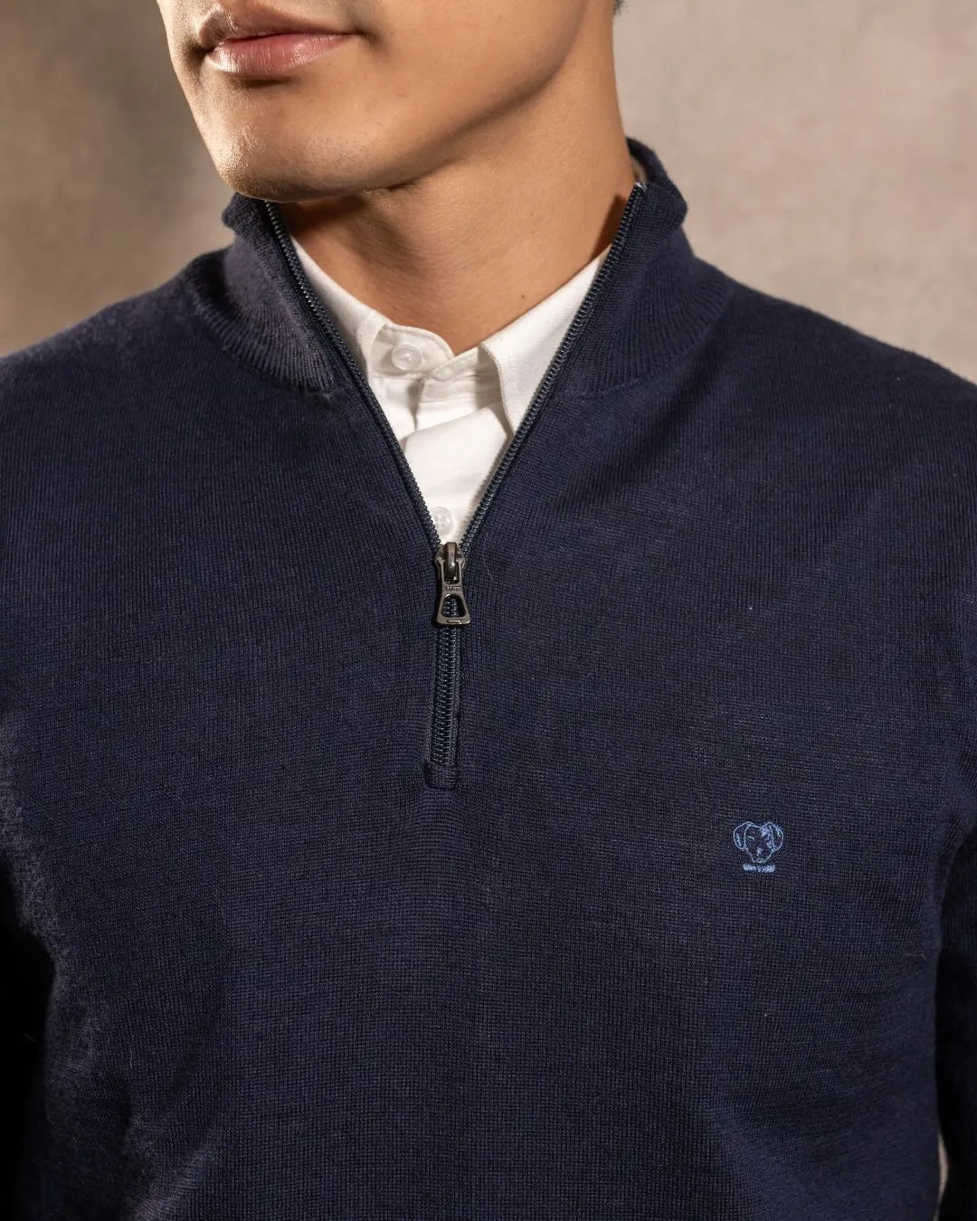 Dark Blue Knit Half-Zip