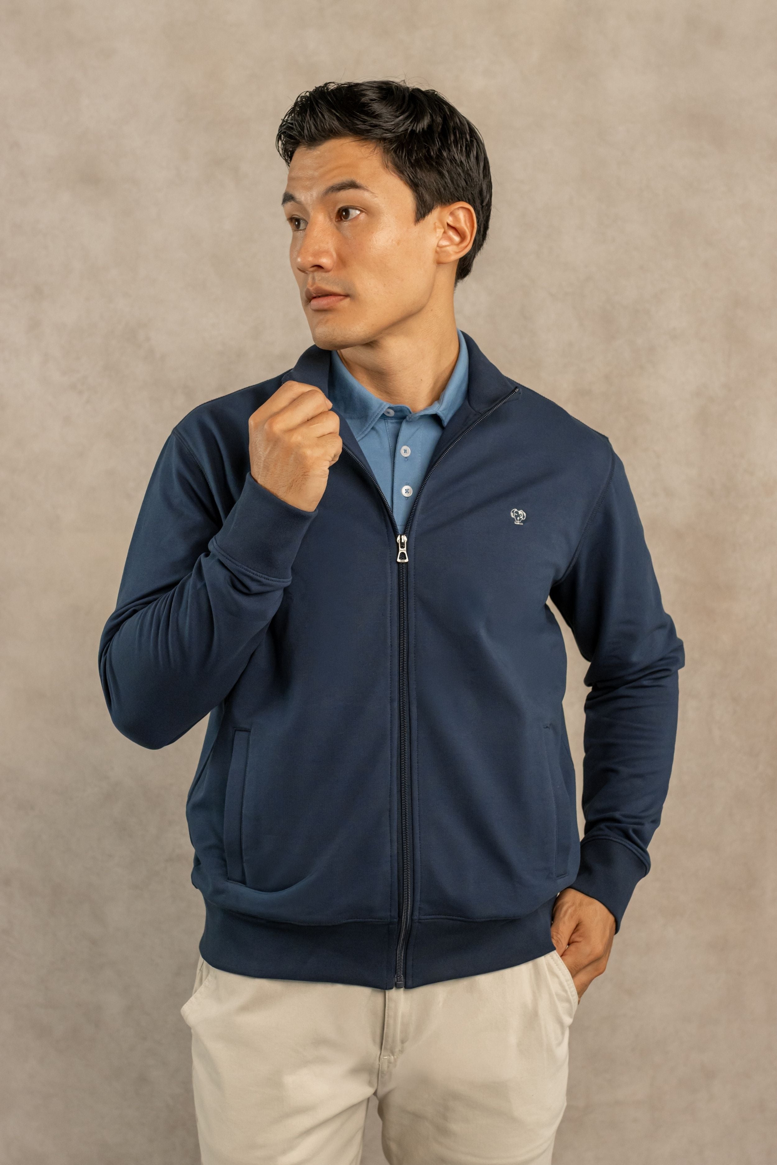 Full-Zip Stain-Resistant Jacket – Dark Blue