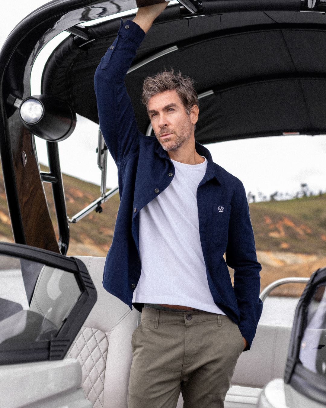 Dark Blue Stain-Resistant Light Jacket with Pocket