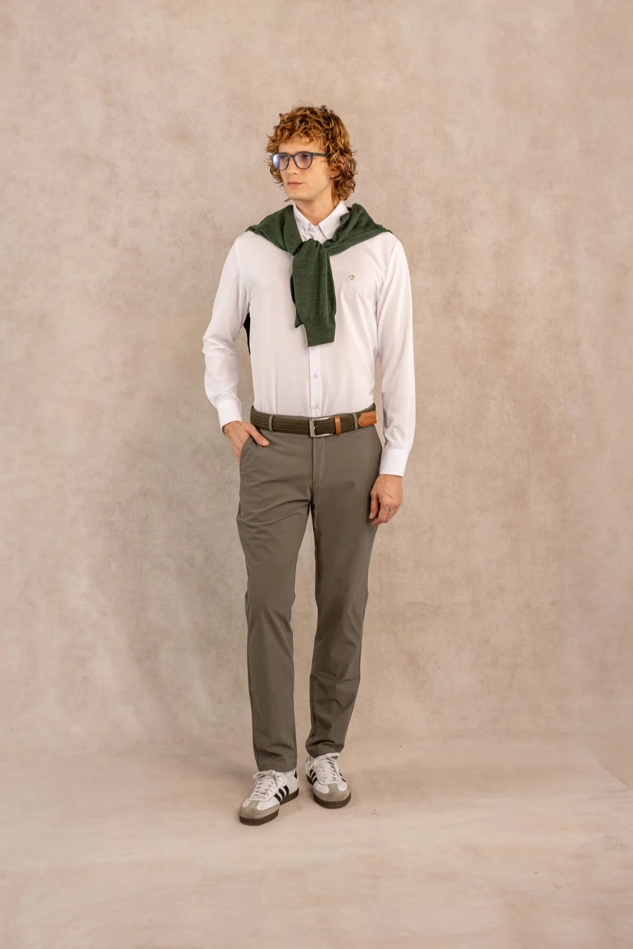 Military Green Crew Neck Knit Sweater