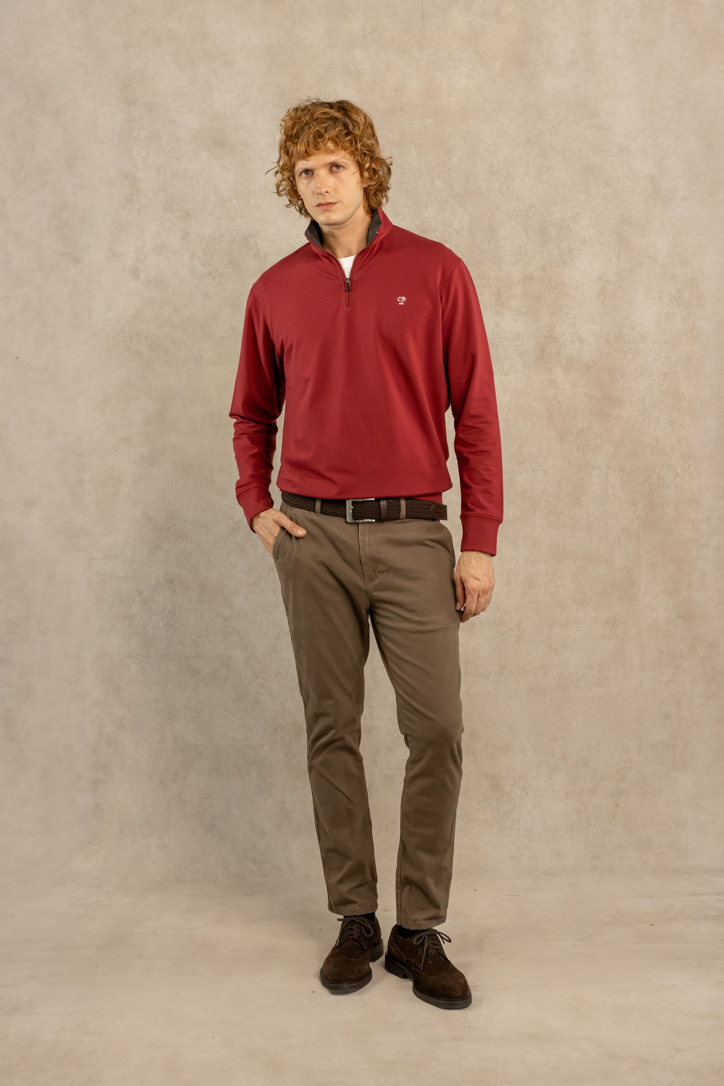 Burgundy Stain-Resistant Half-Zip