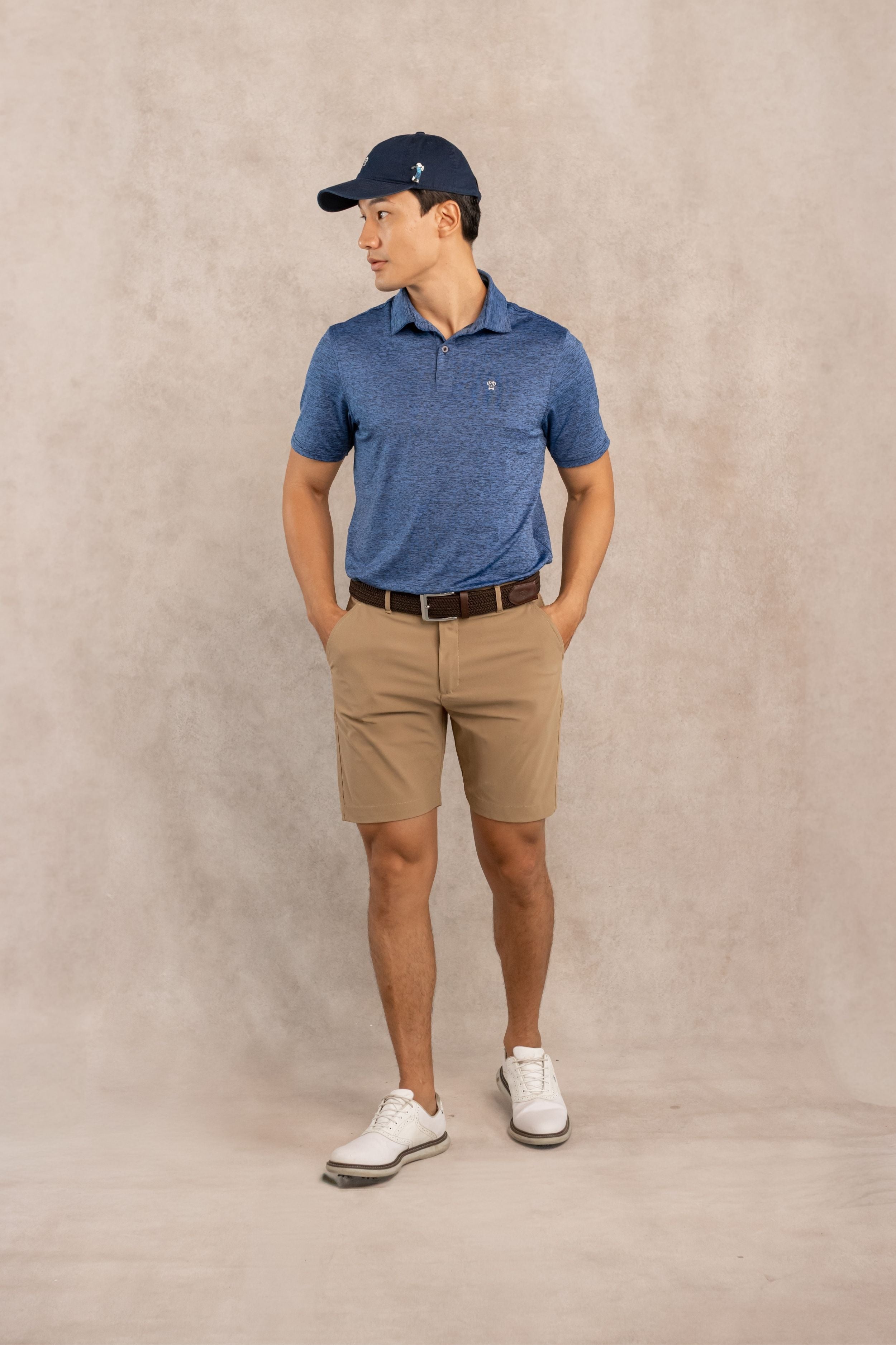 Wrinkle-Free Performance Heather Blue Polo