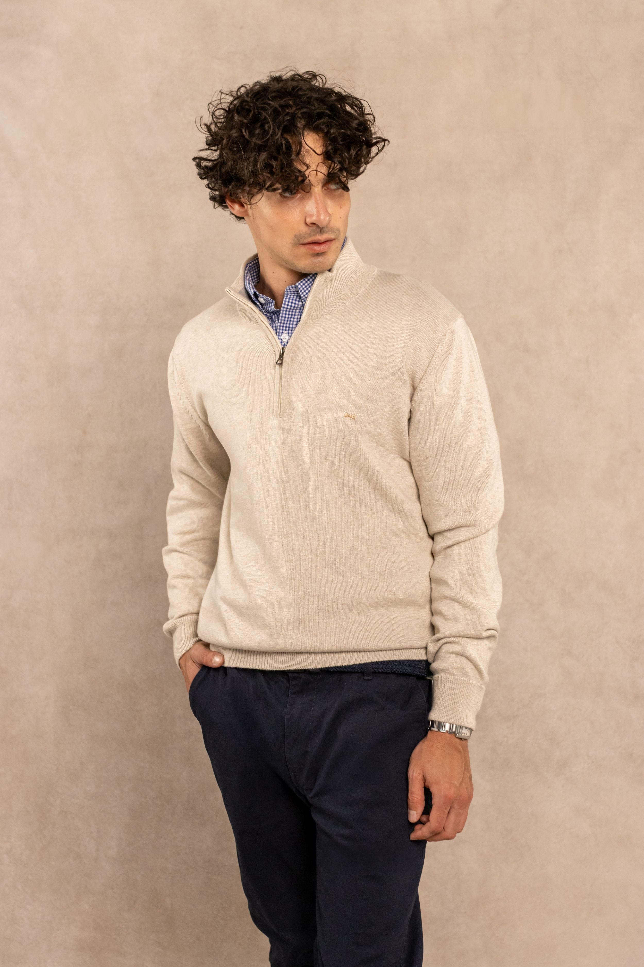Ivory Knit Half-Zip