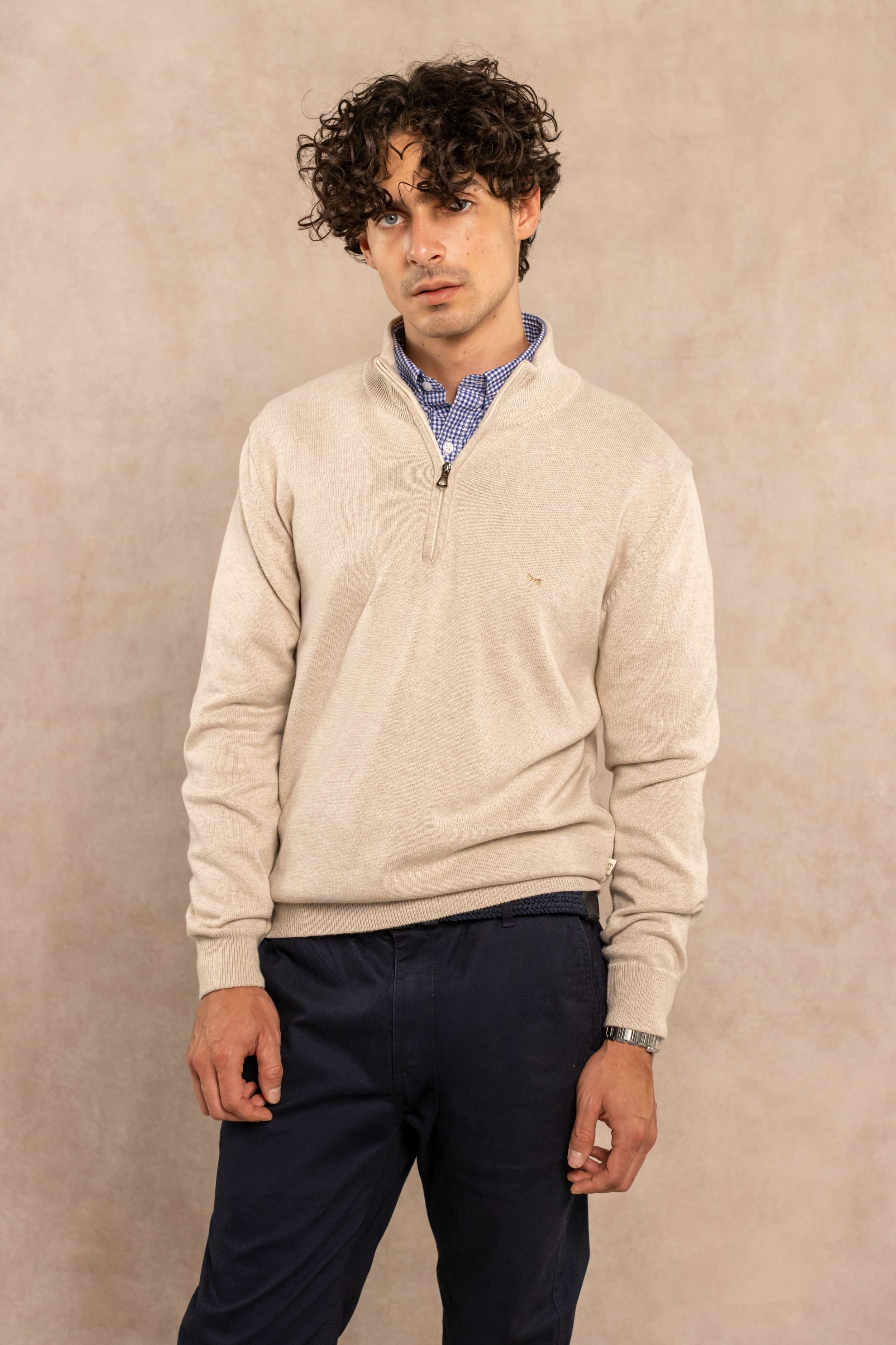 Ivory Knit Half-Zip