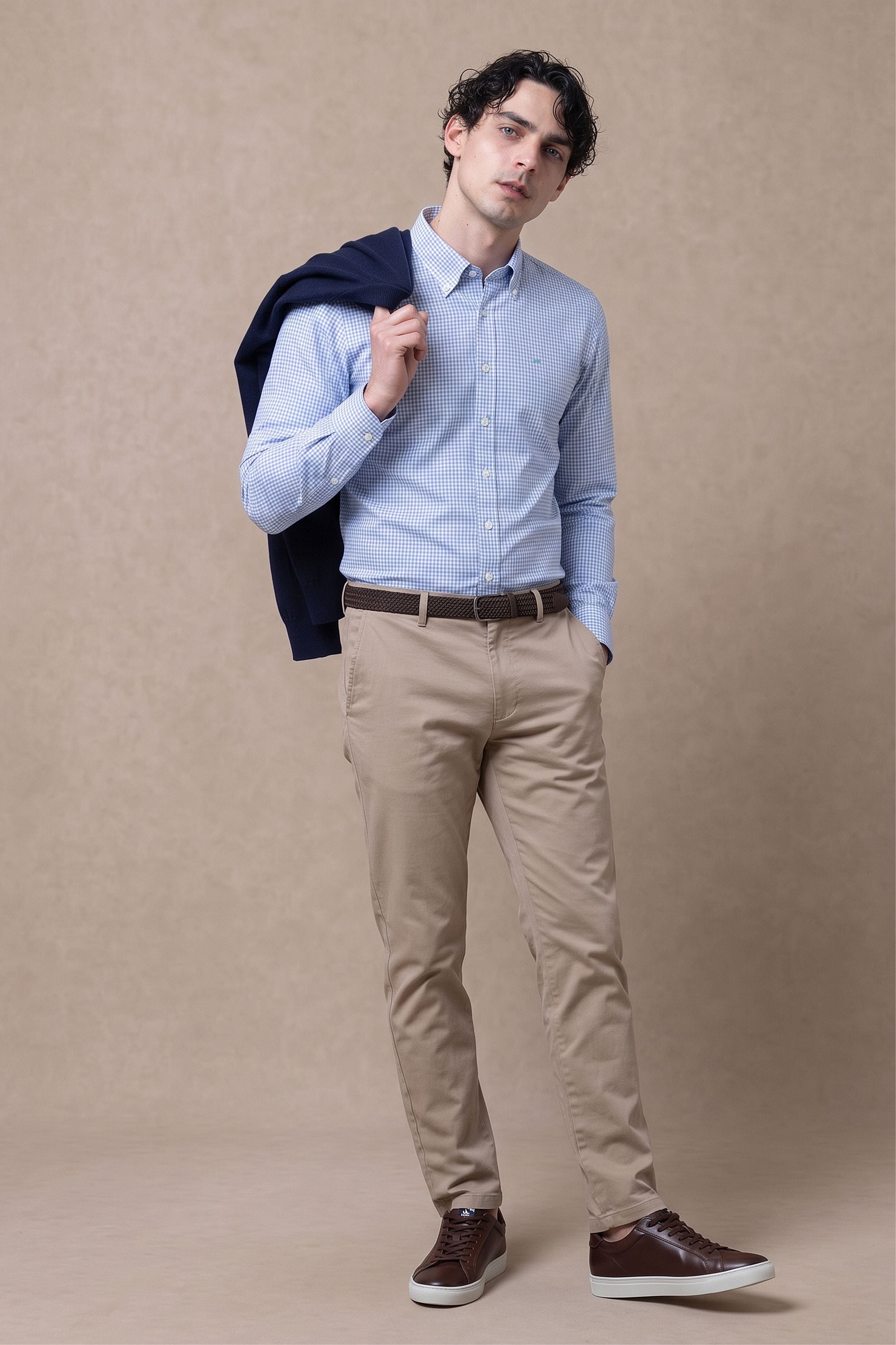 The Impeccable Shirt™ | Poplin in Light Blue Checkered Combined Logo